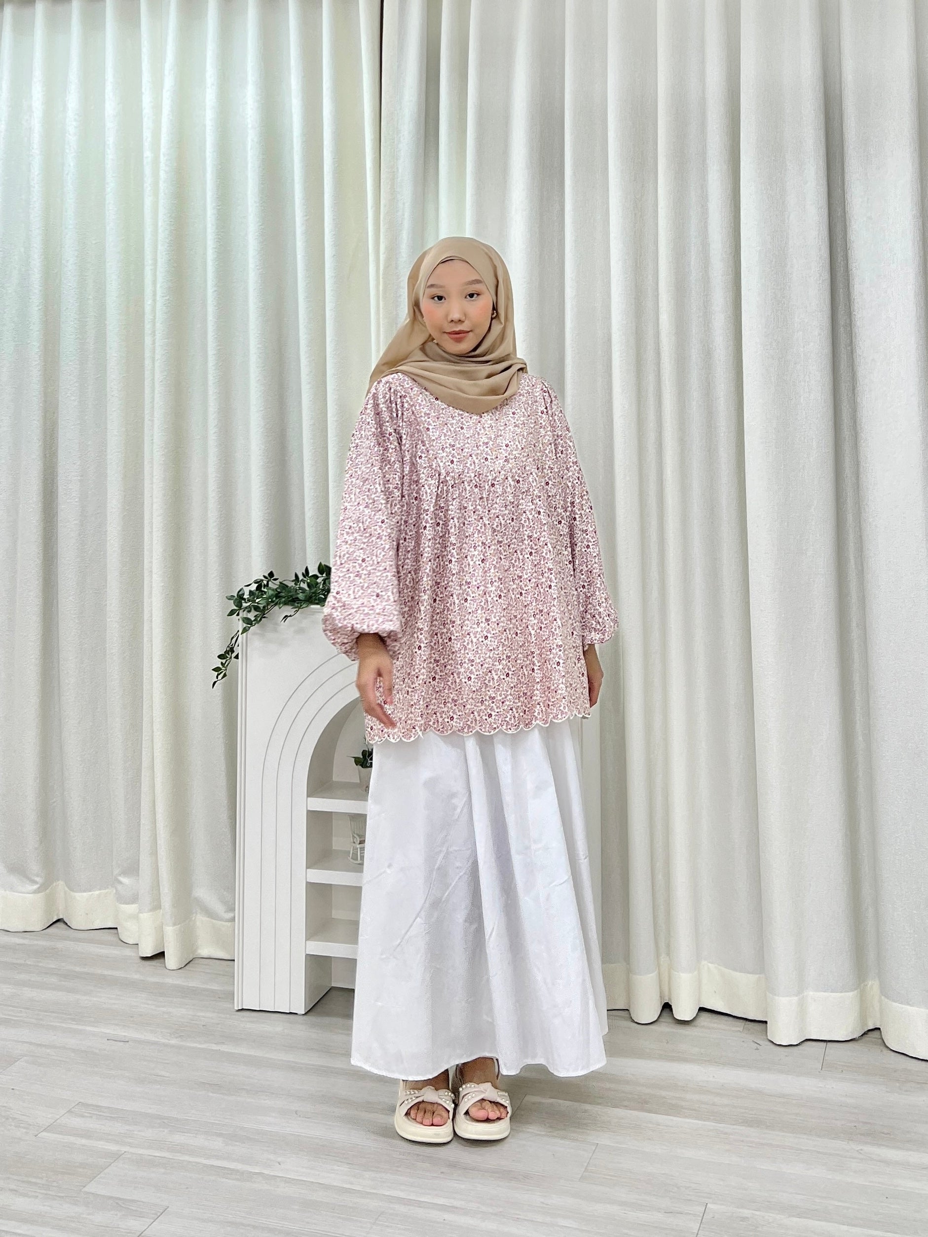 Printed Sulam Balloon Top