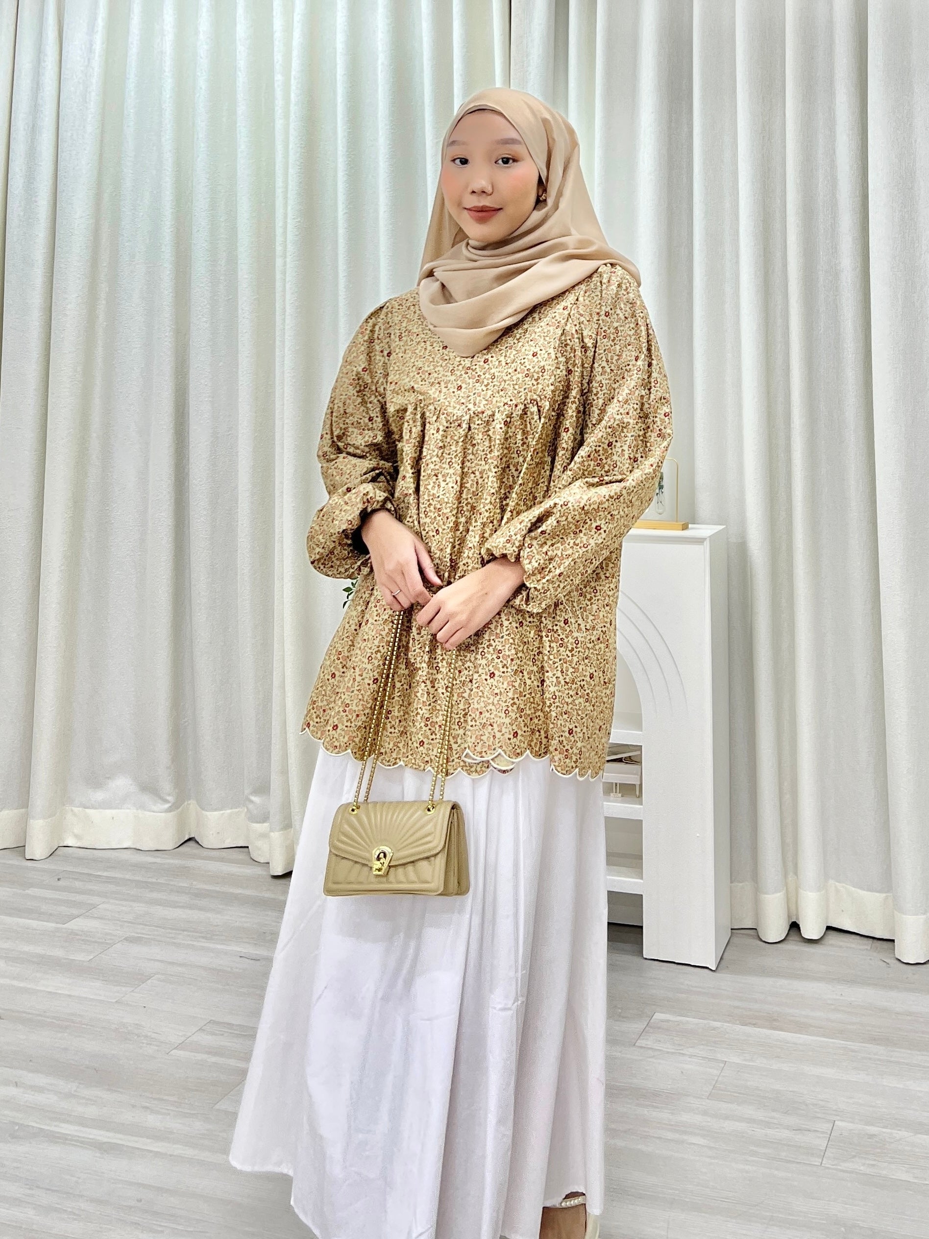 Printed Sulam Balloon Top