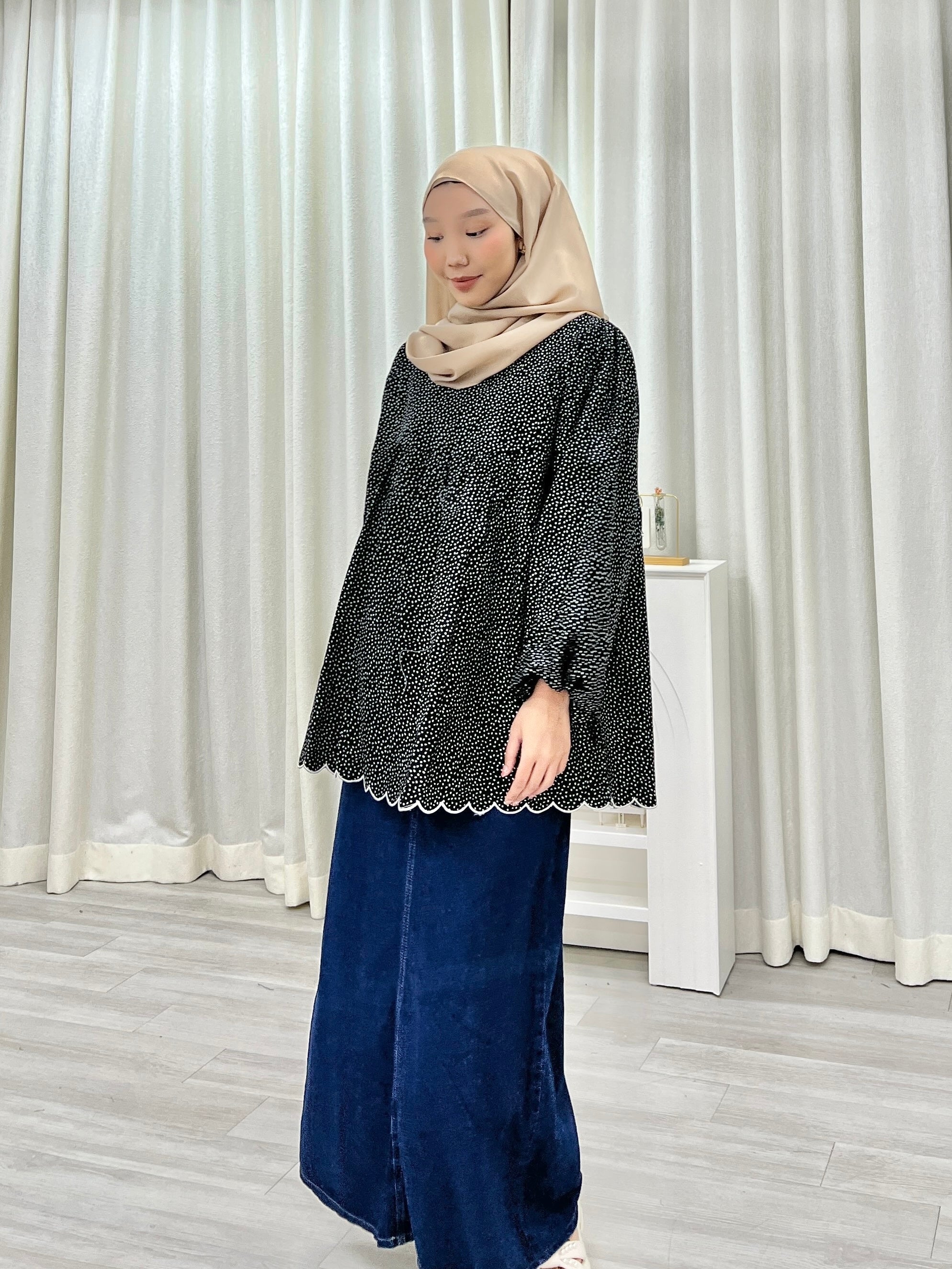 Printed Sulam Balloon Top