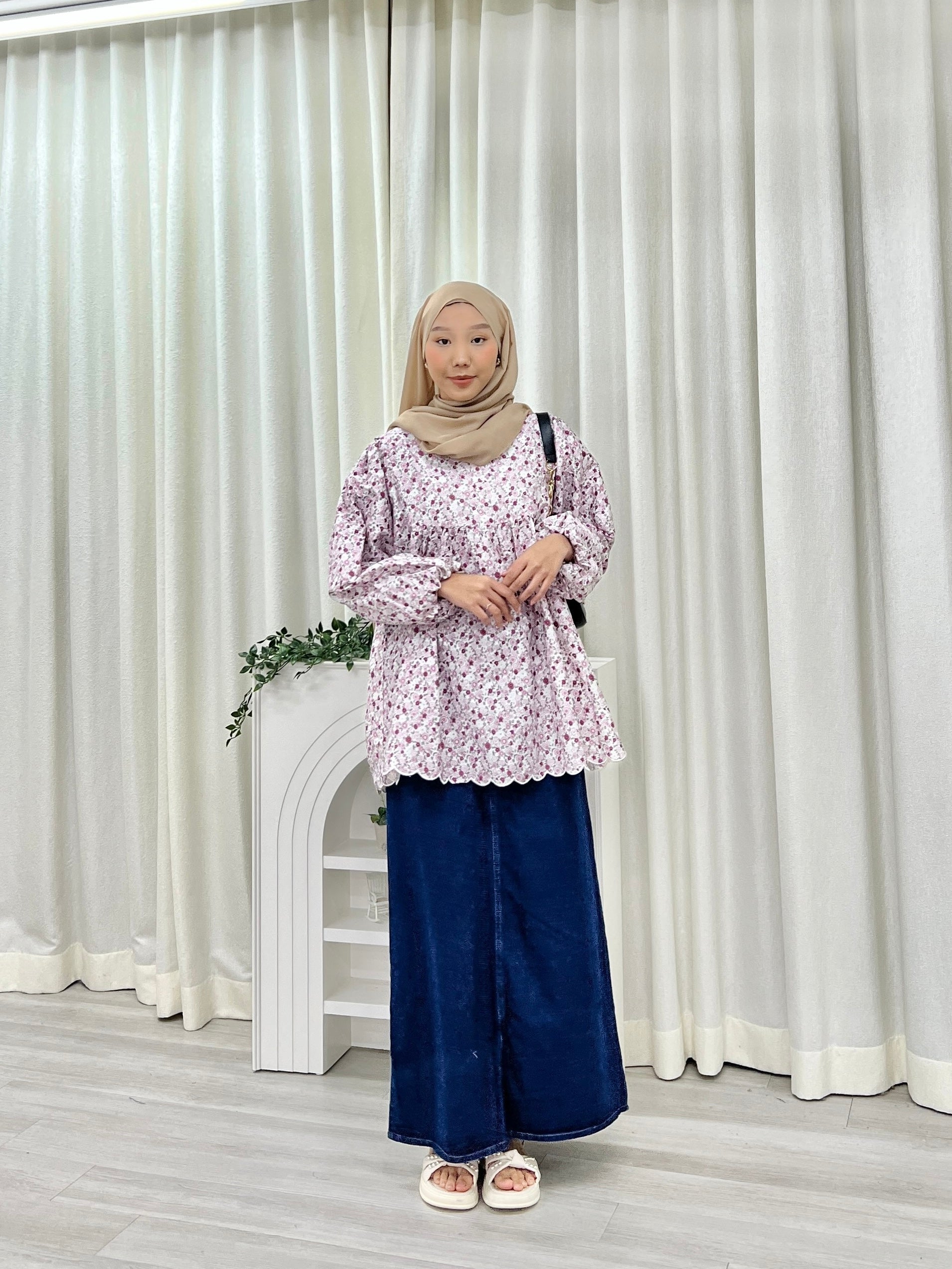 Printed Sulam Balloon Top