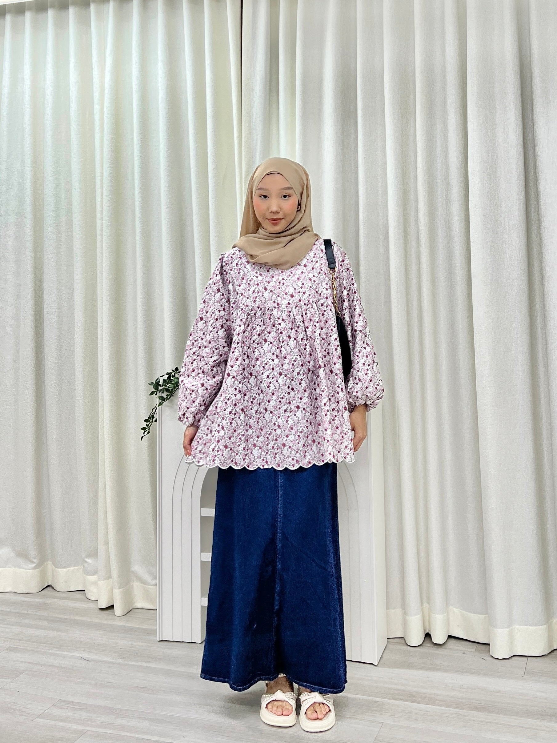 Printed Sulam Balloon Top