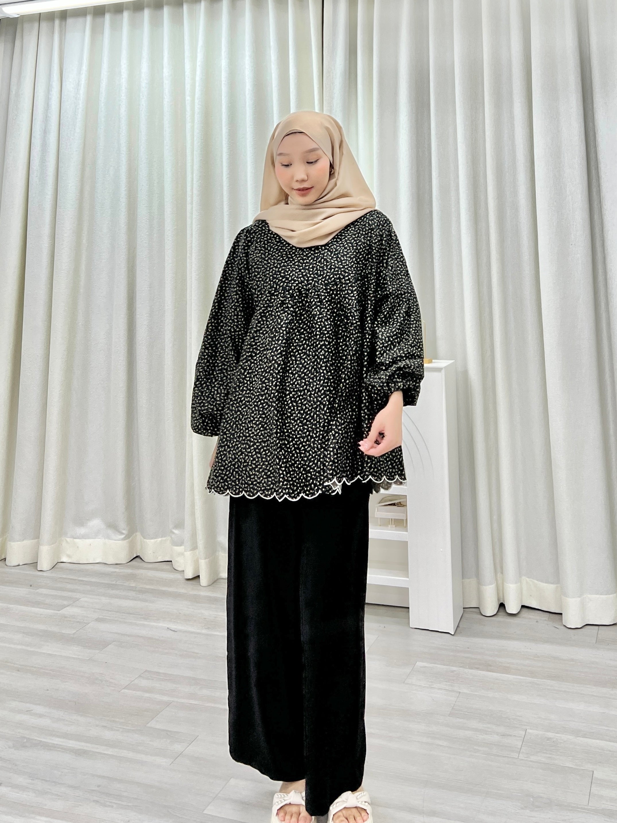 Printed Sulam Balloon Top
