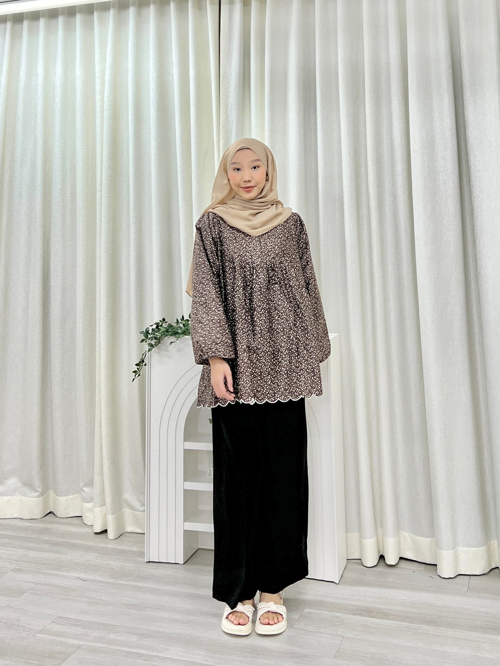 Printed Sulam Balloon Top