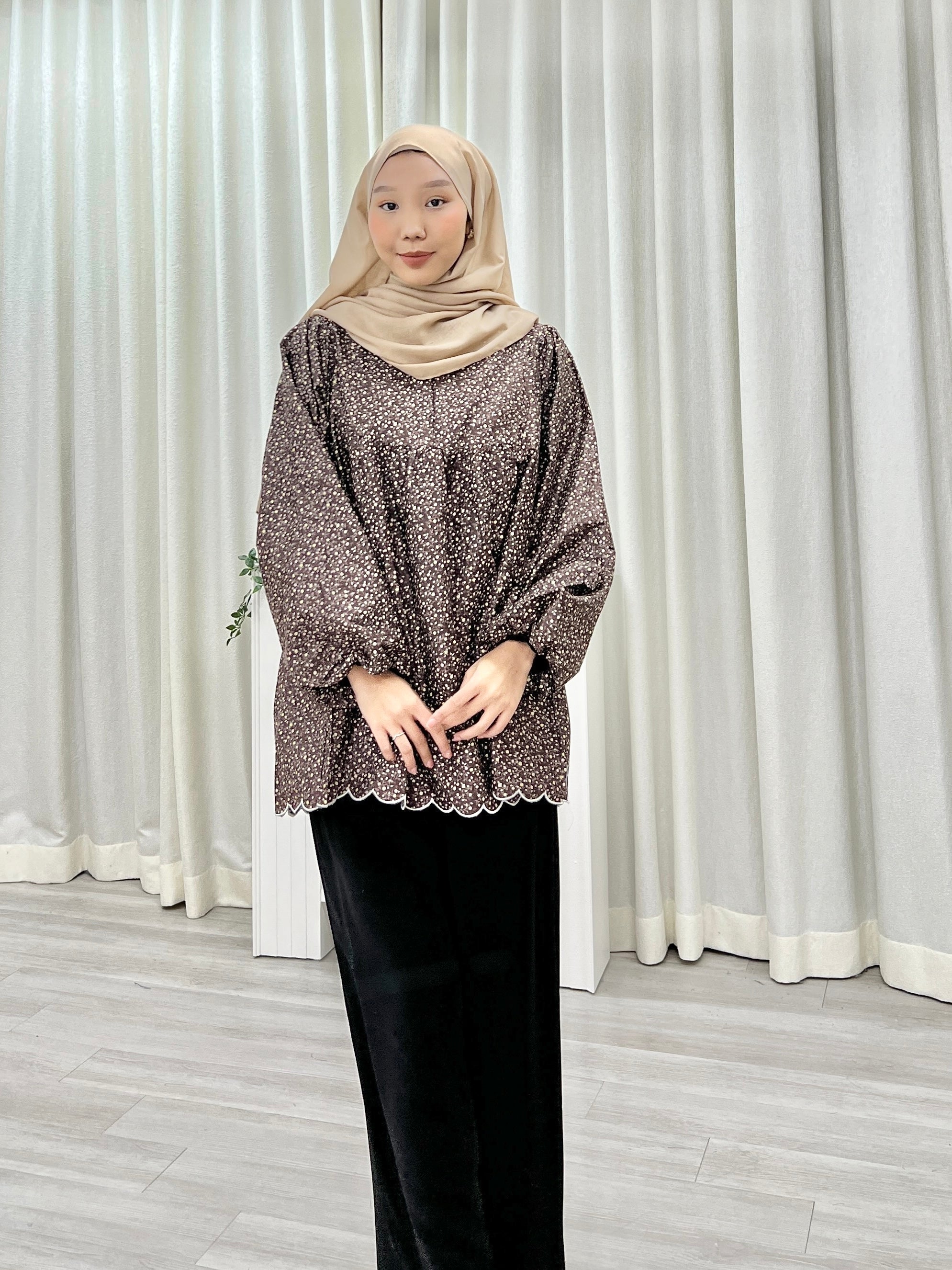 Printed Sulam Balloon Top