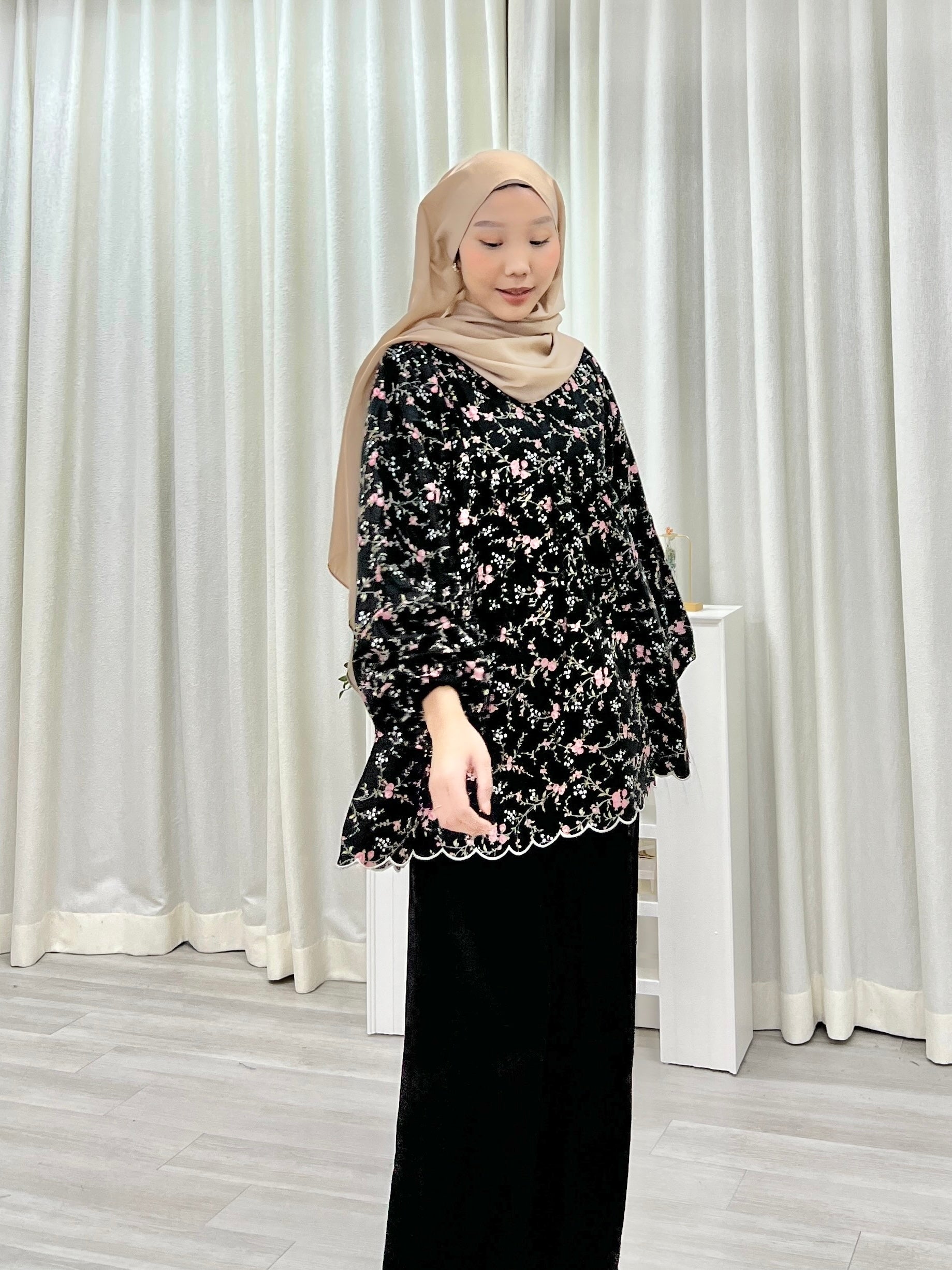 Printed Sulam Balloon Top