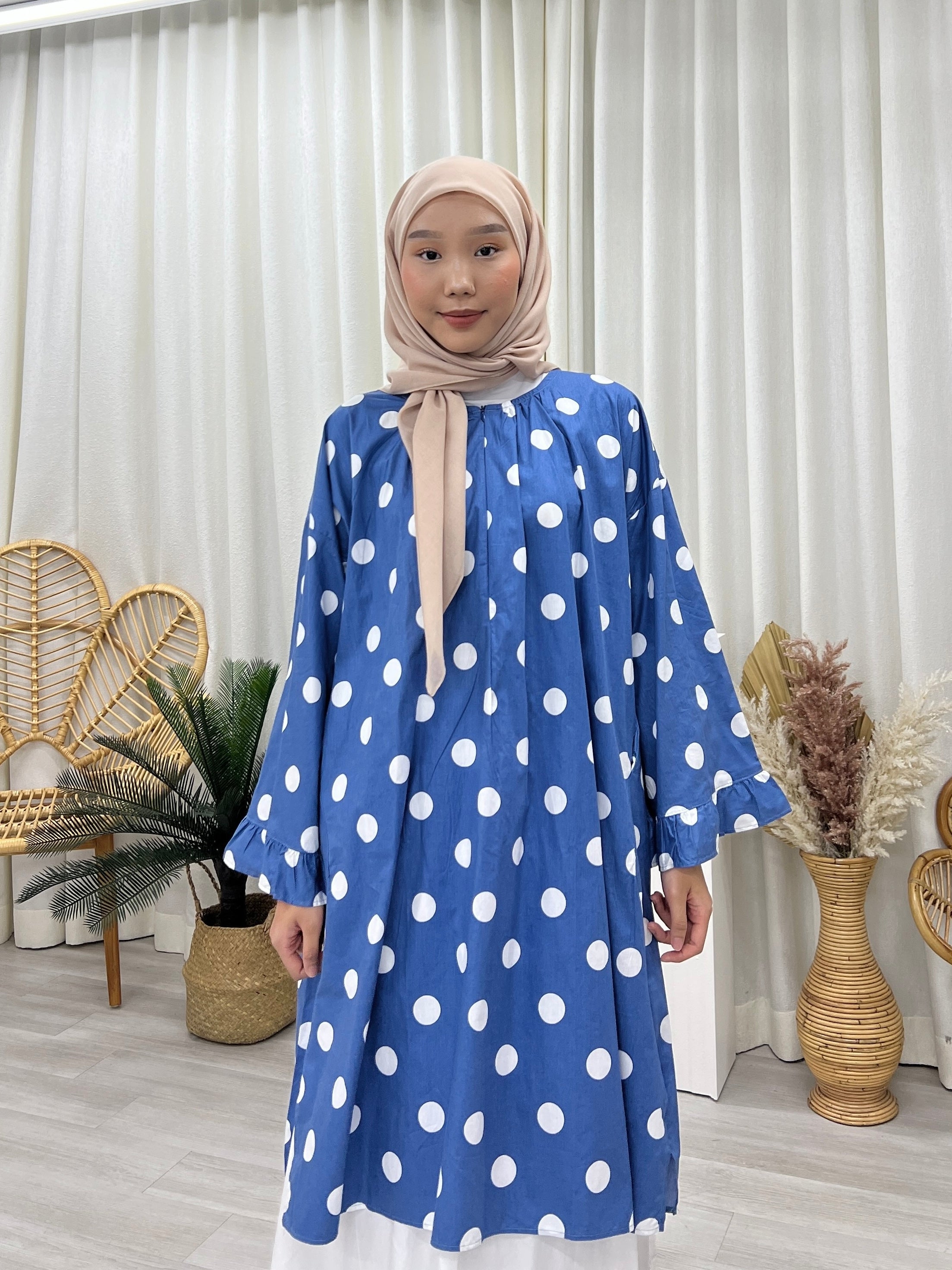 Butterfly Sleeves Oversized Tunic - Polka