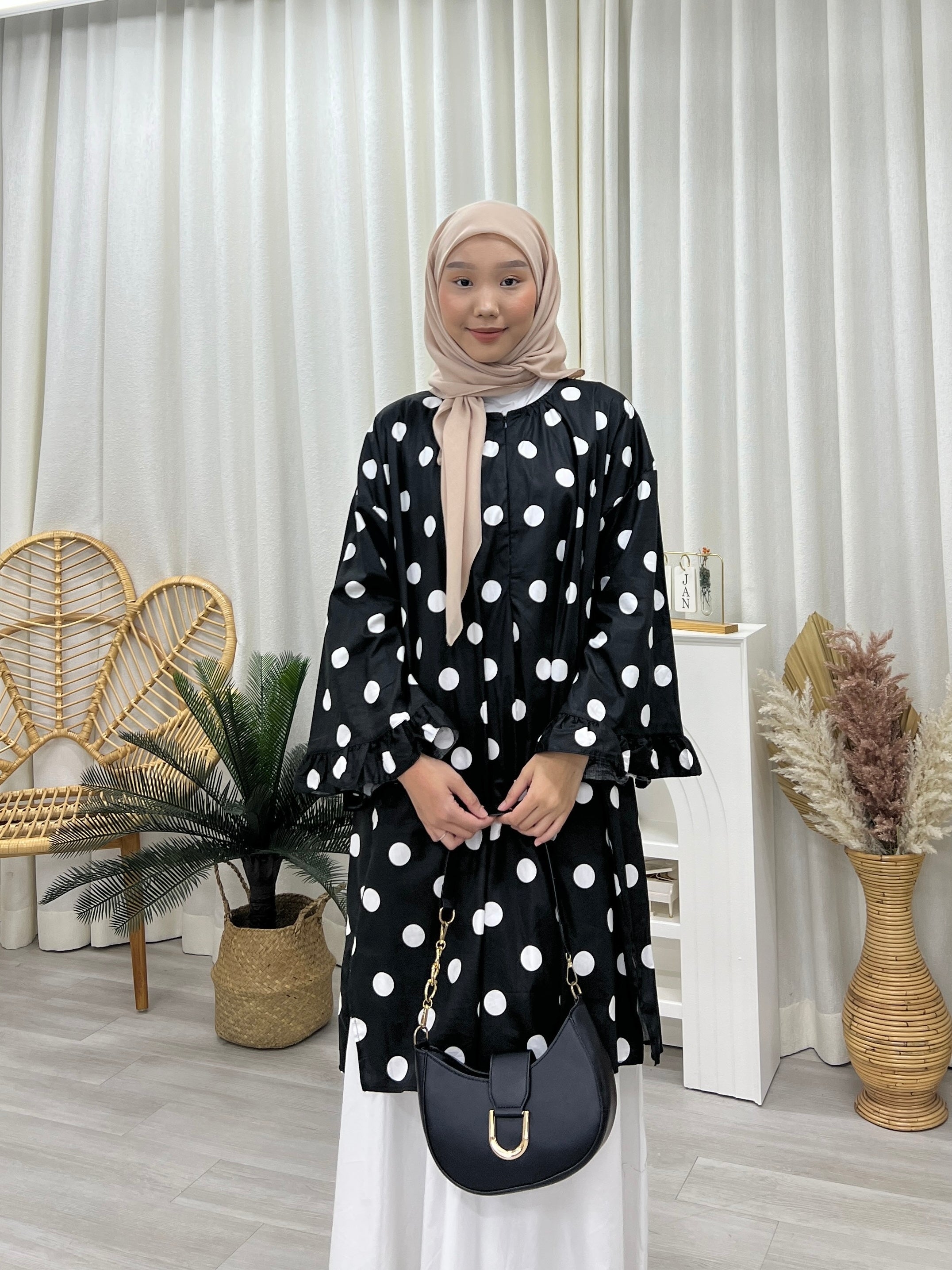 Butterfly Sleeves Oversized Tunic - Polka