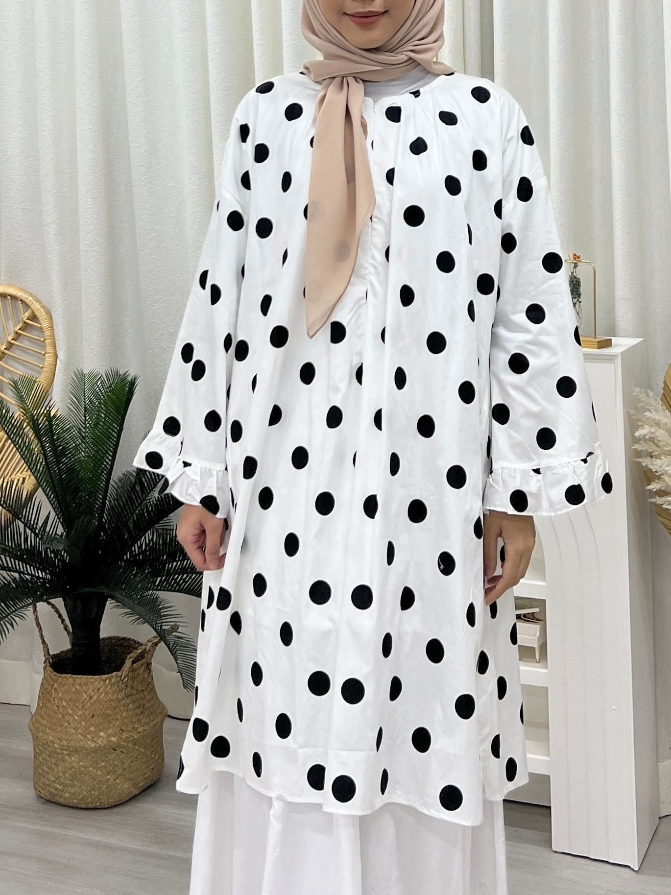 Butterfly Sleeves Oversized Tunic - Polka