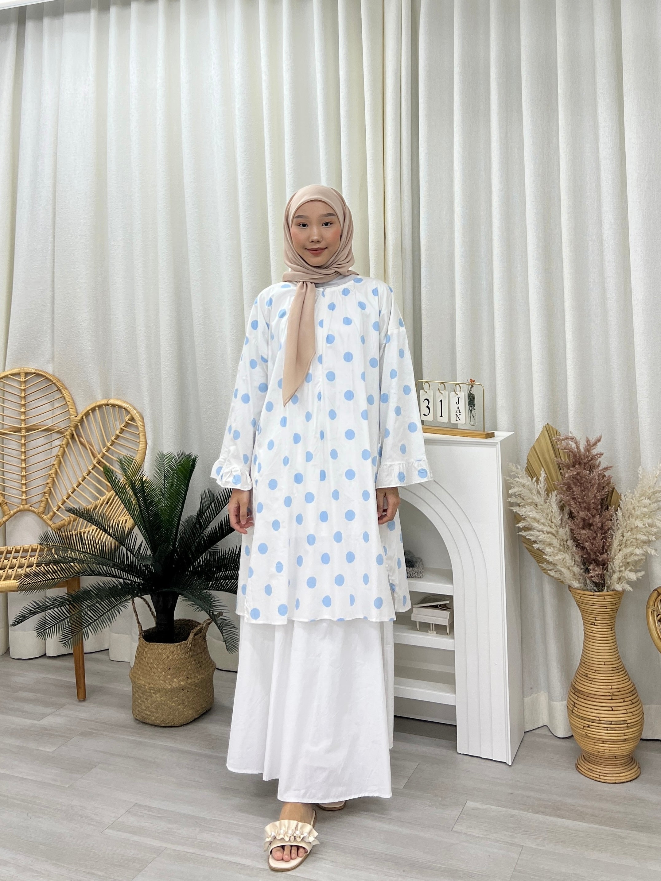 Butterfly Sleeves Oversized Tunic - Polka