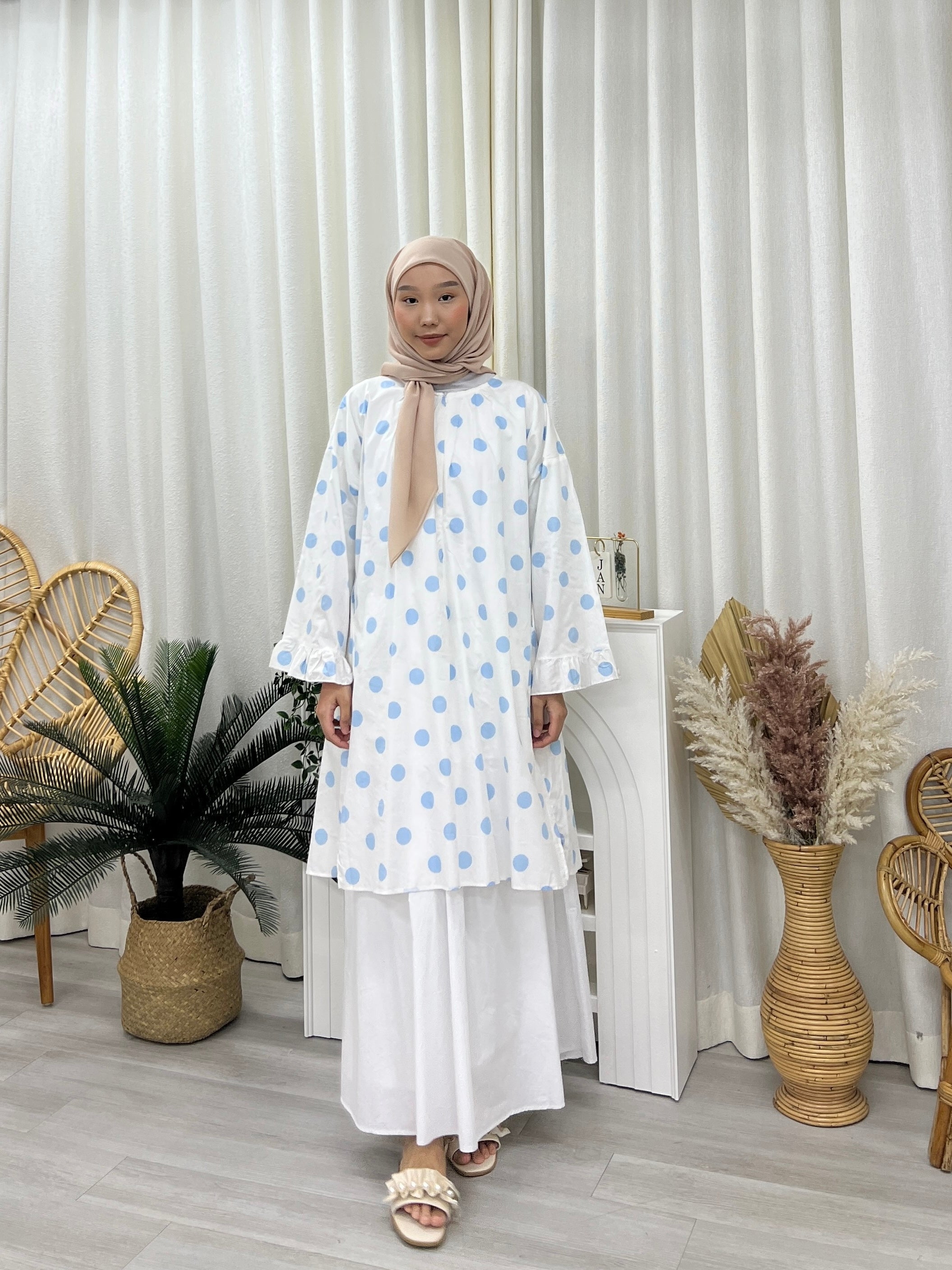 Butterfly Sleeves Oversized Tunic - Polka
