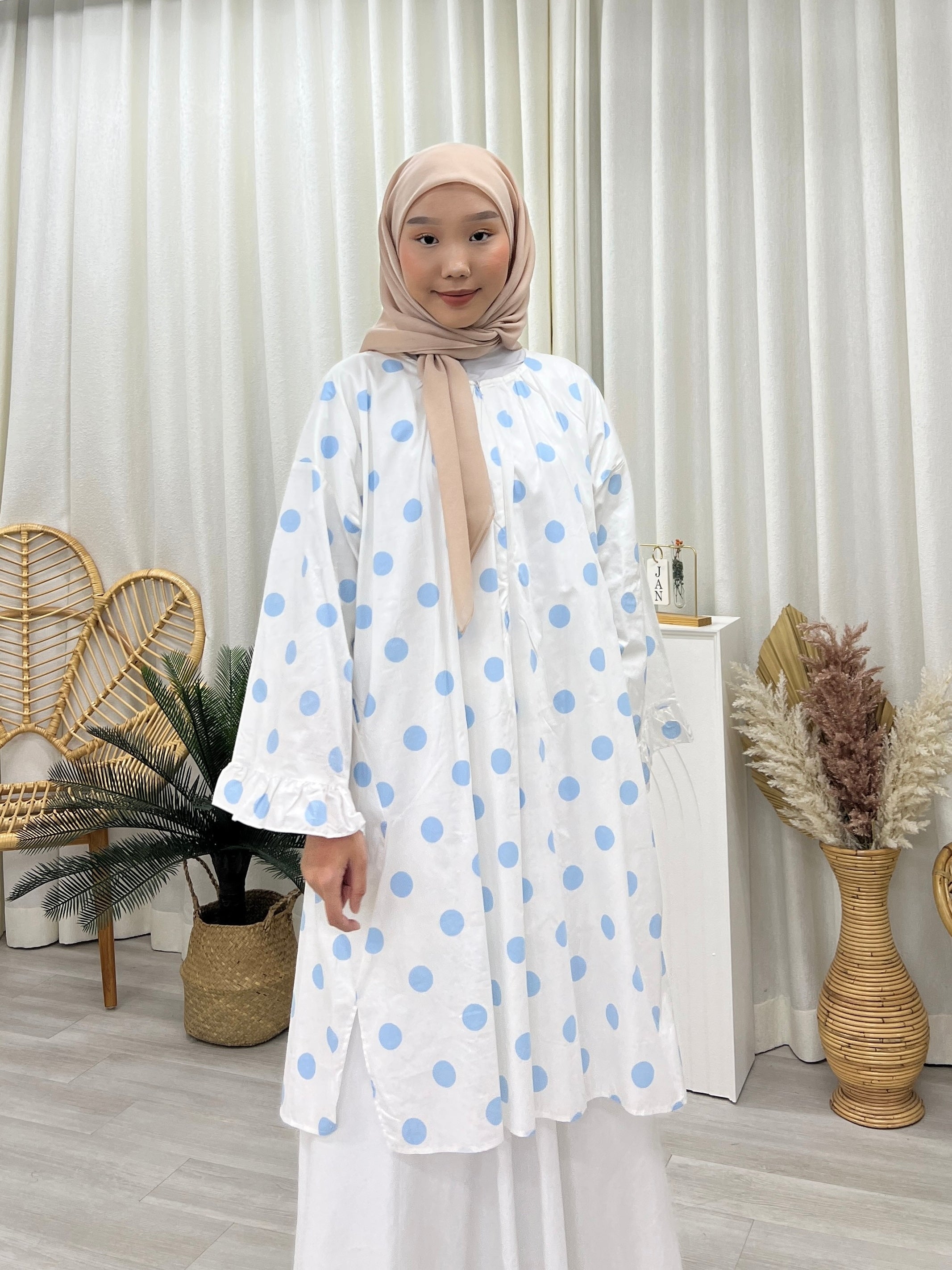 Butterfly Sleeves Oversized Tunic - Polka