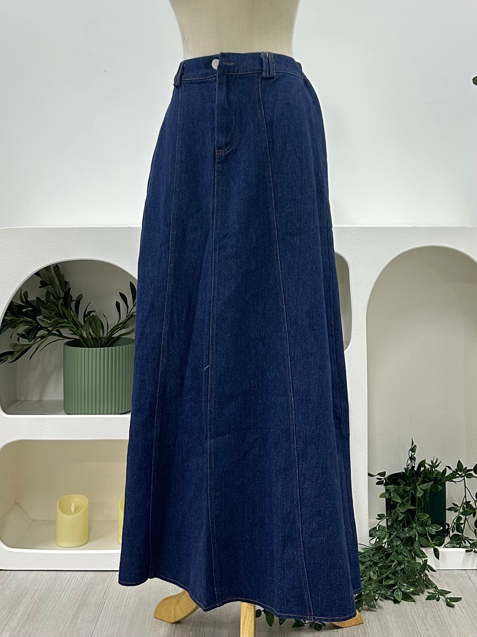 Wara Denim A-Line Skirt (No Slit!)
