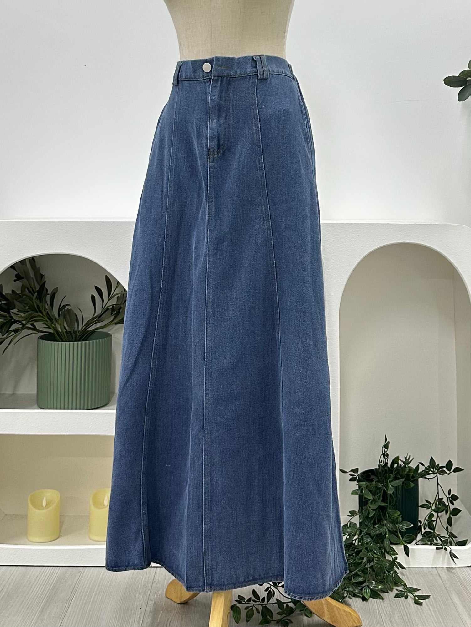 Wara Denim A-Line Skirt (No Slit!)
