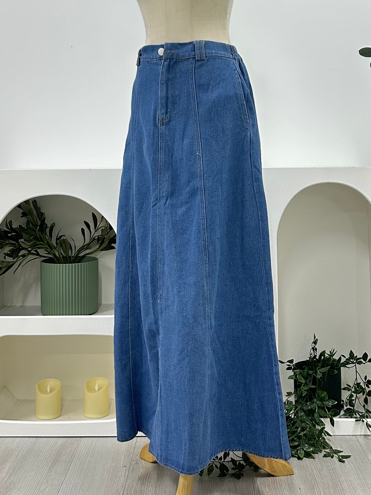 Wara Denim A-Line Skirt (No Slit!)