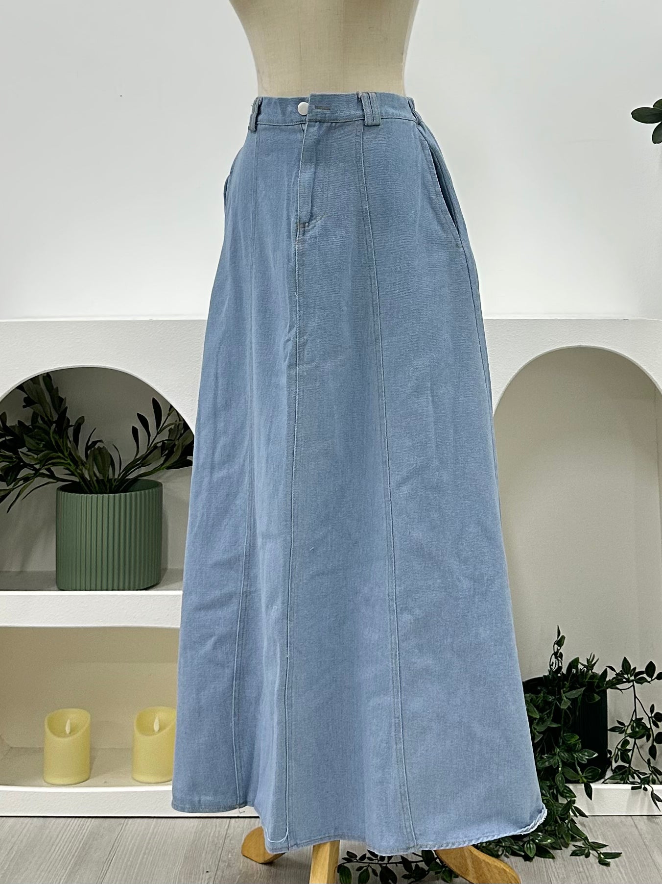 Wara Denim A-Line Skirt (No Slit!)