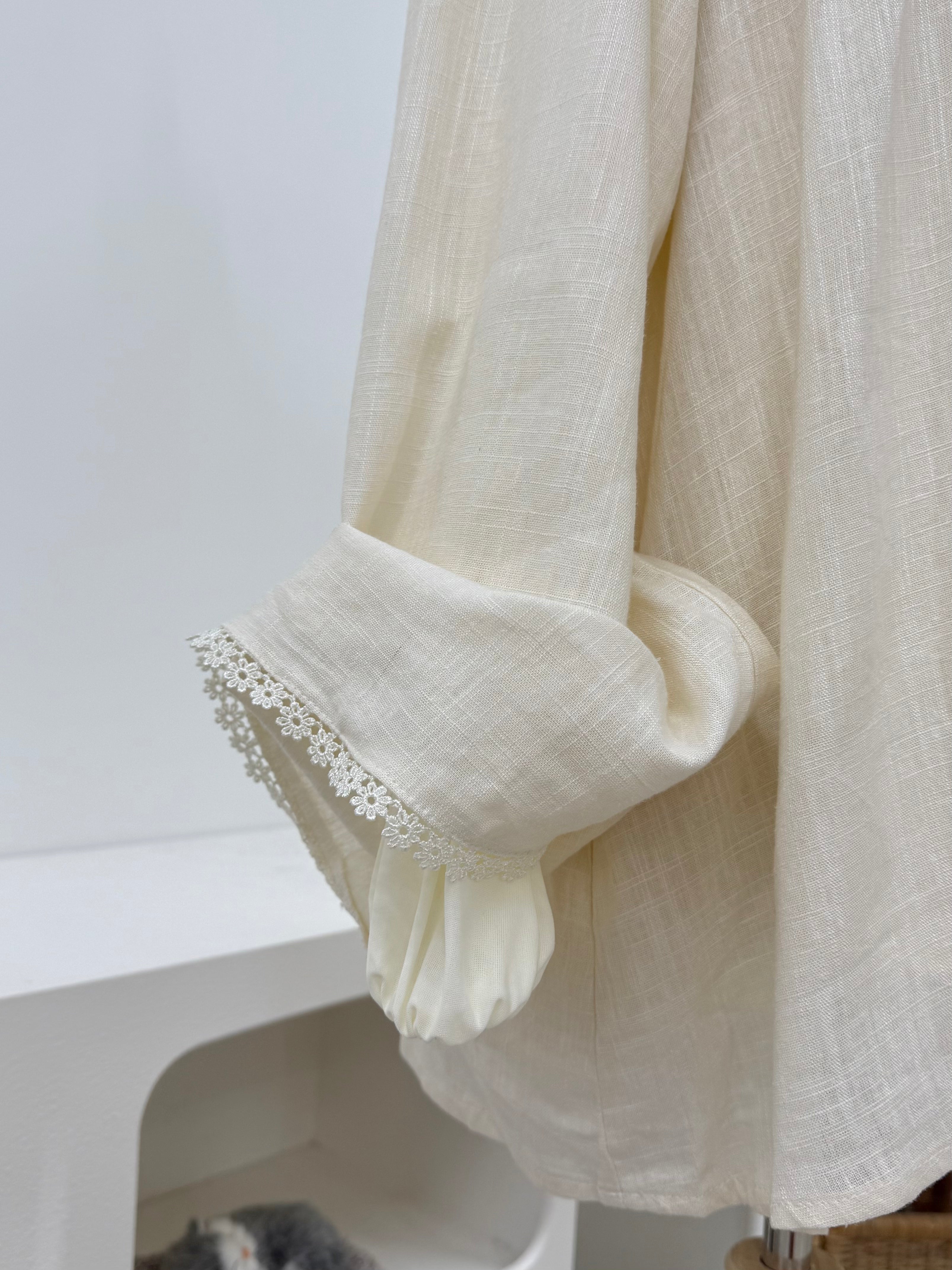 Zora Linen Lace Top HV Label