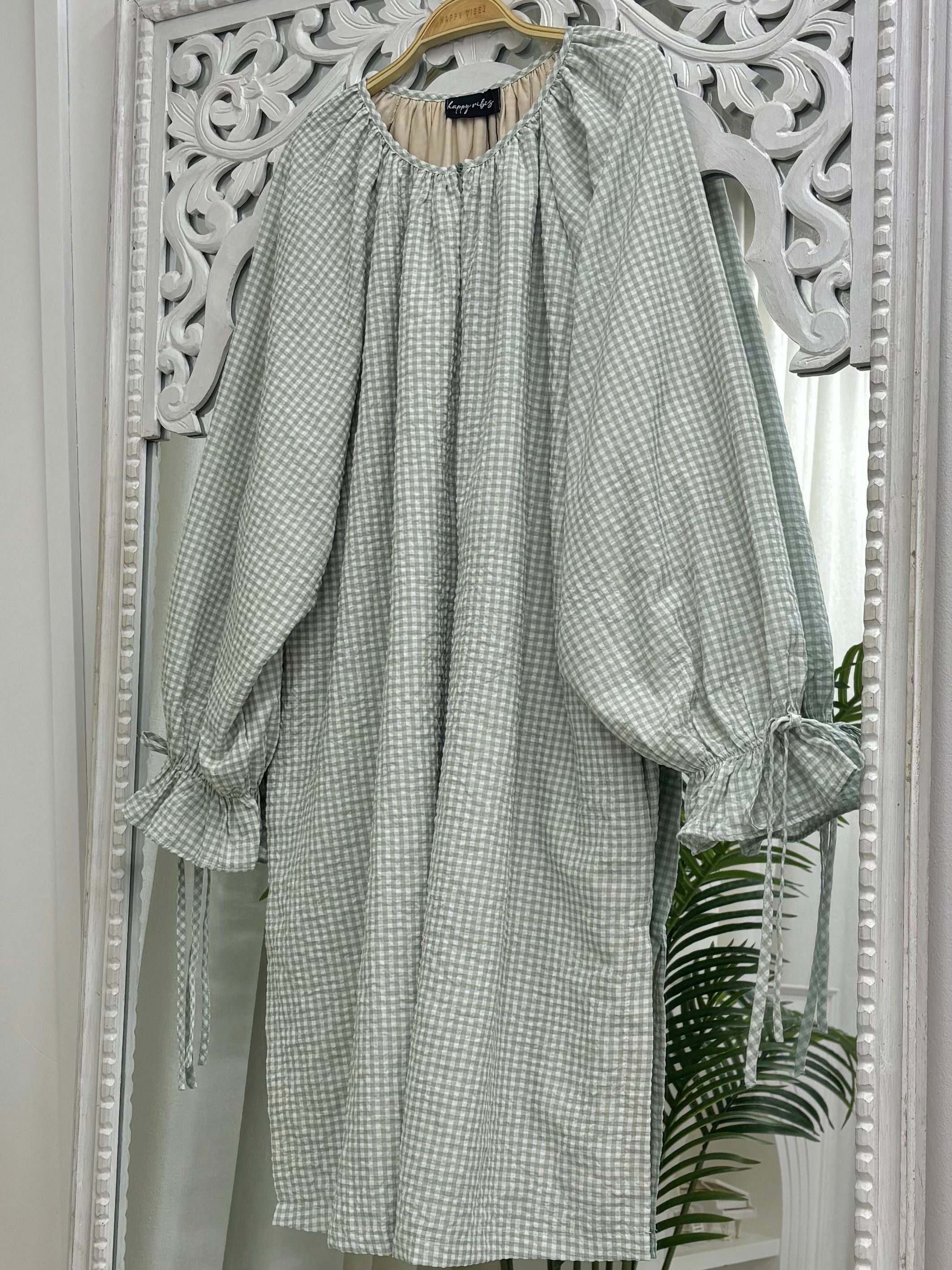 Tunic with Ribbon Gingham HV Label