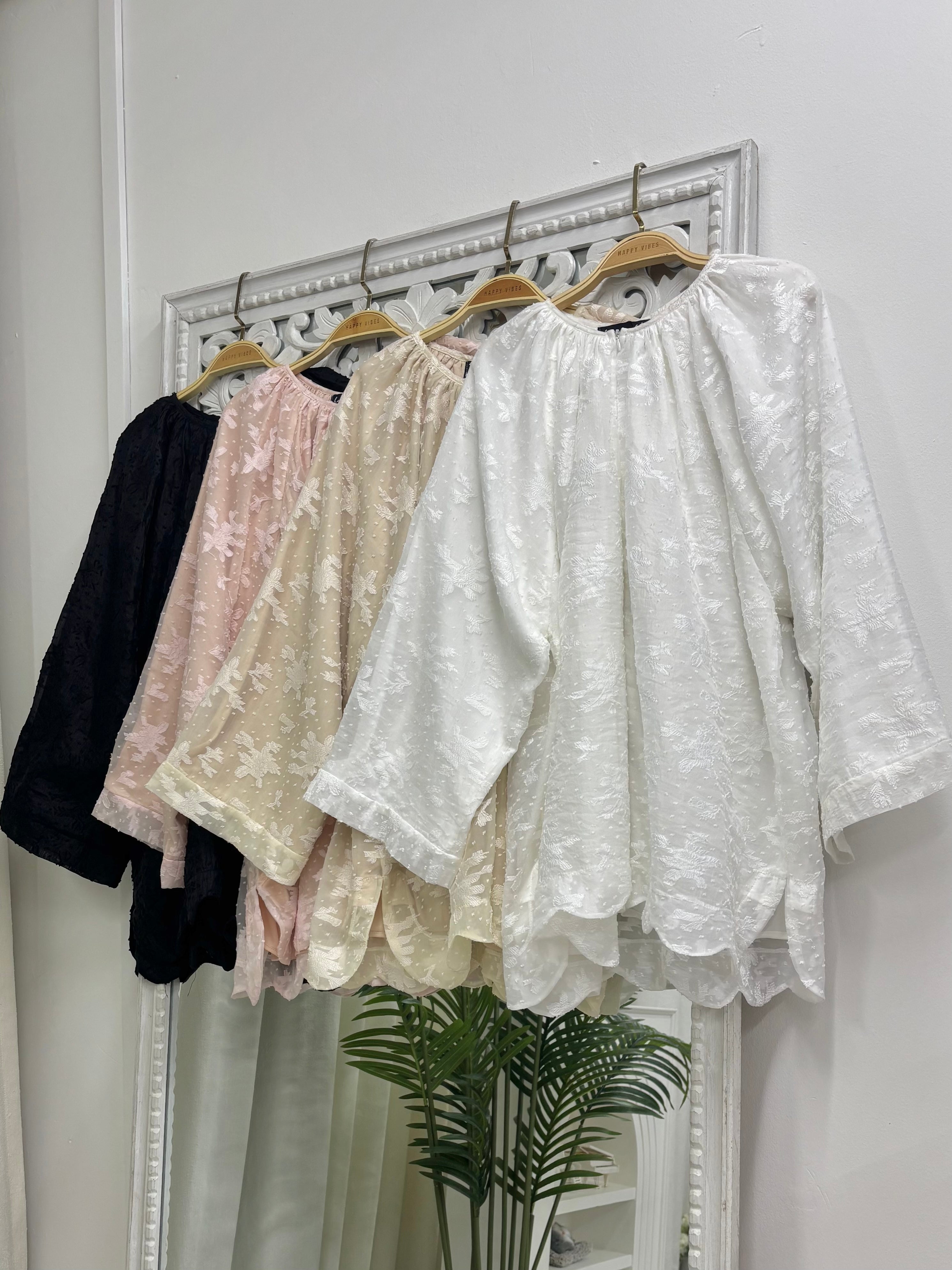 Sculpted Scallop Blouse - Lunaria
