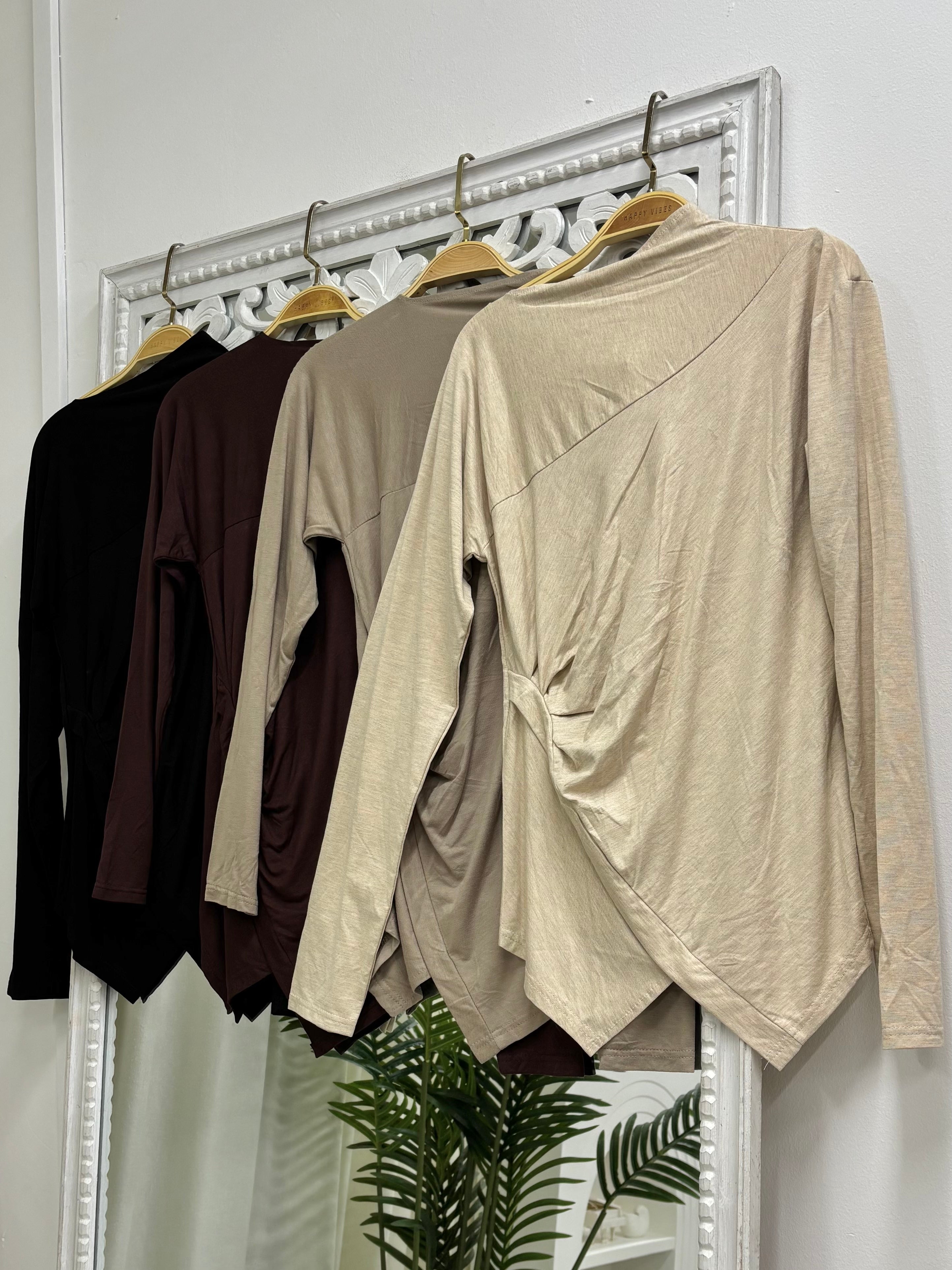 Soft Side Scrunched Asymmetrical Top