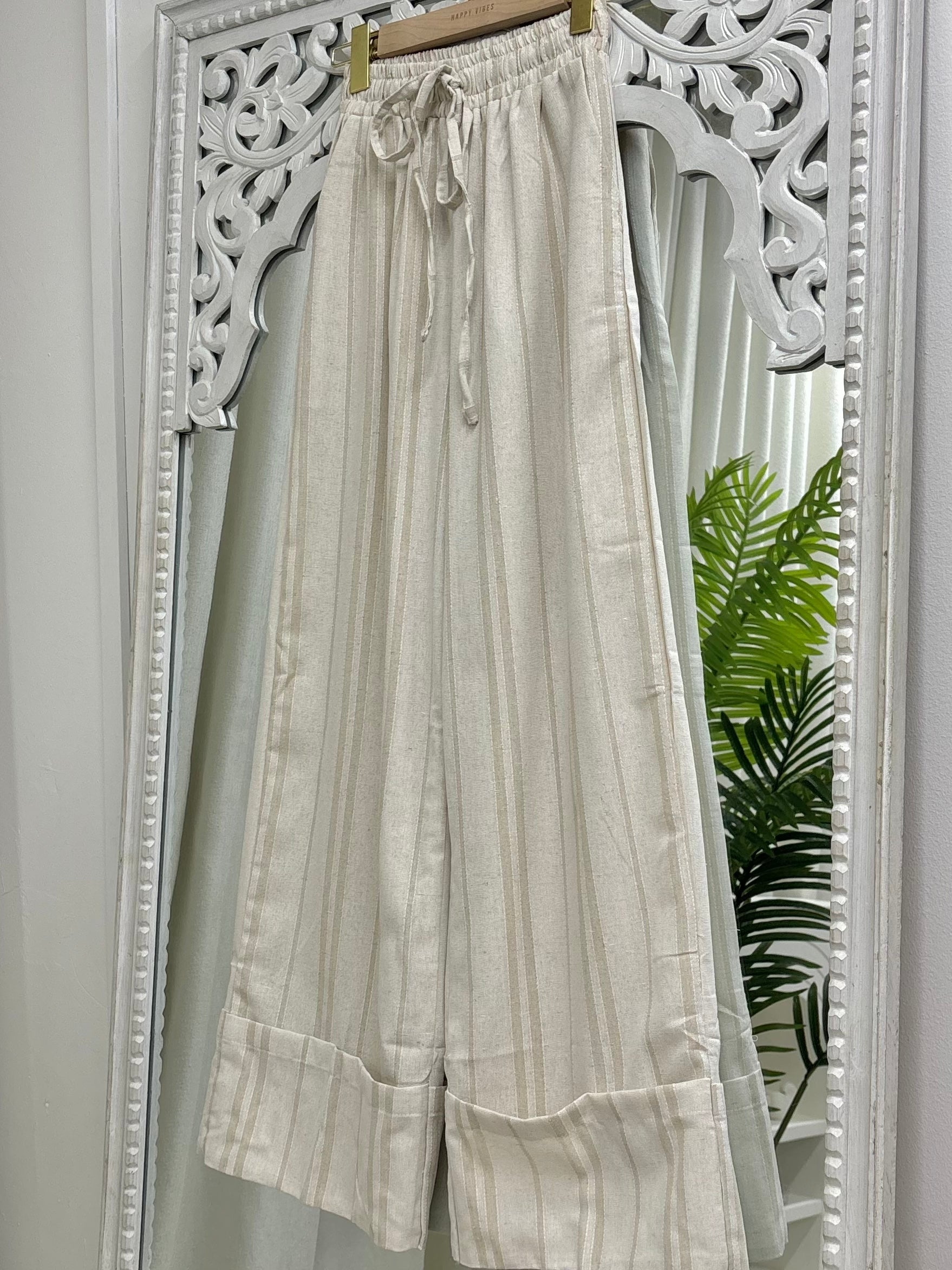 Linen Folded Structured Pants