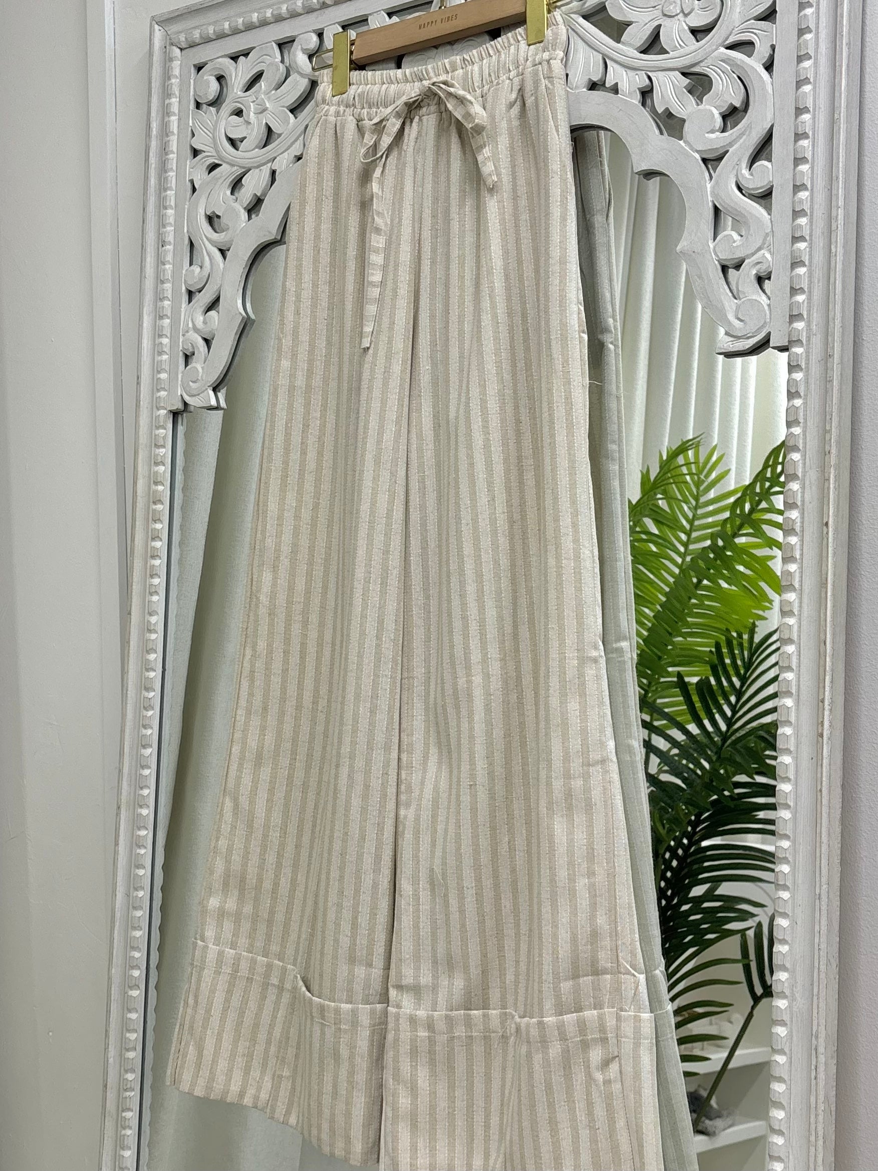 Linen Folded Structured Pants