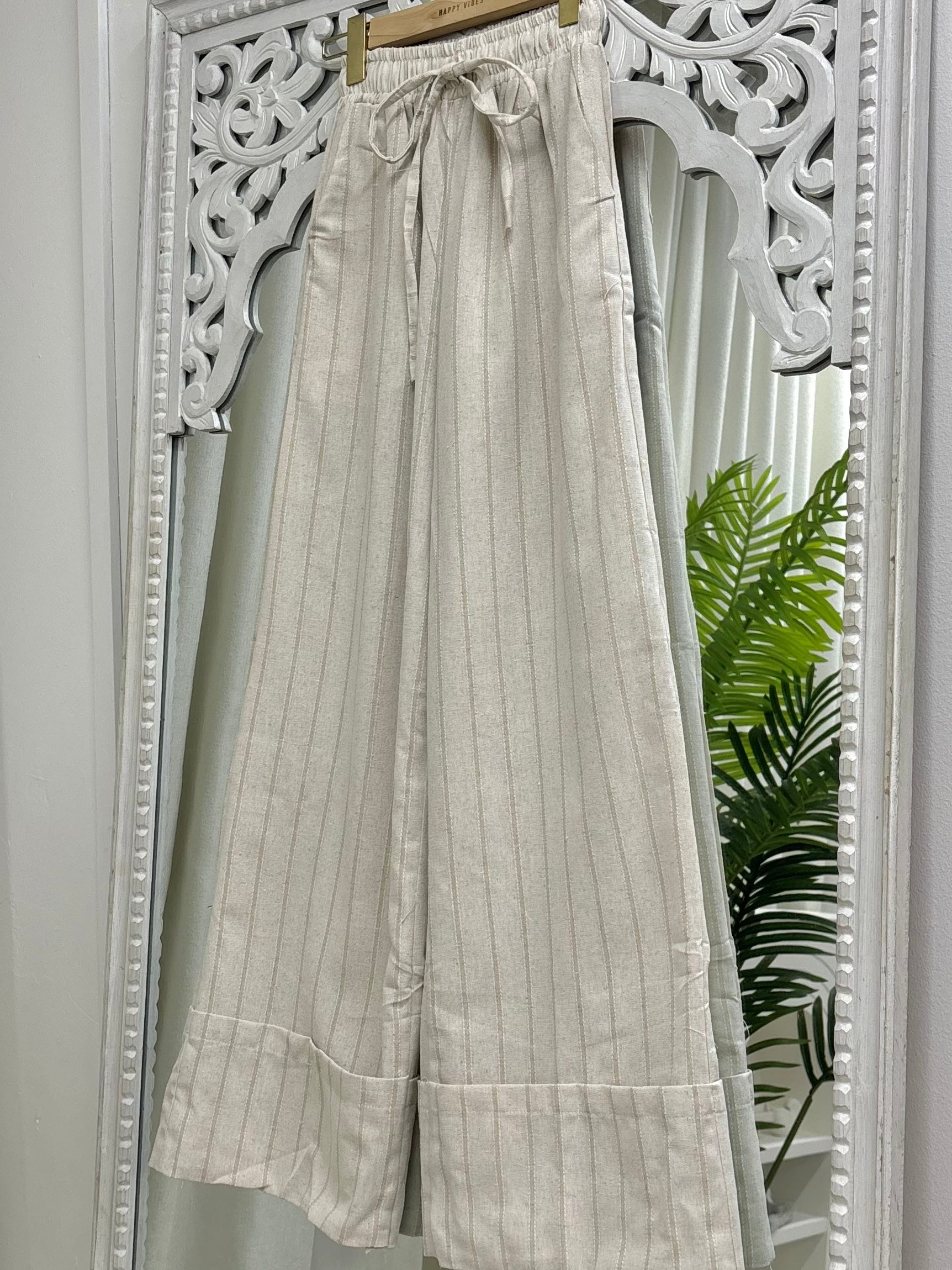 Linen Folded Structured Pants