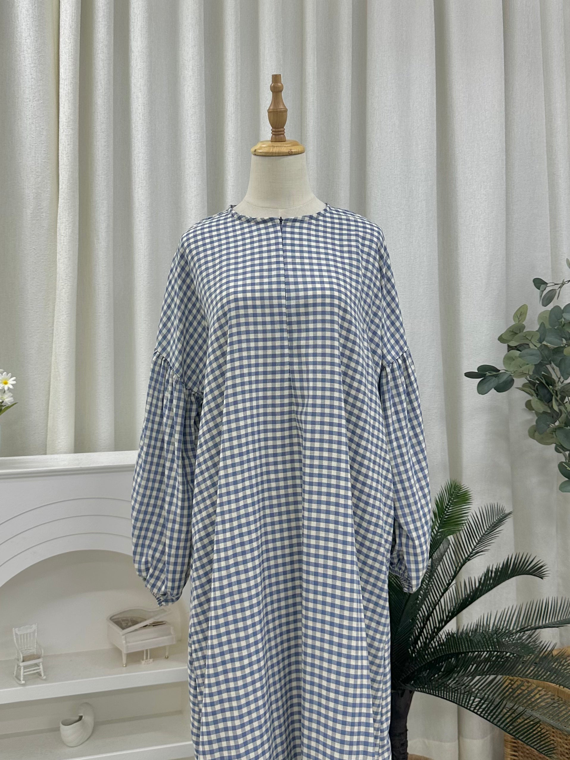 Gingham Maxi Cotton Dress (Nursing Friendly)