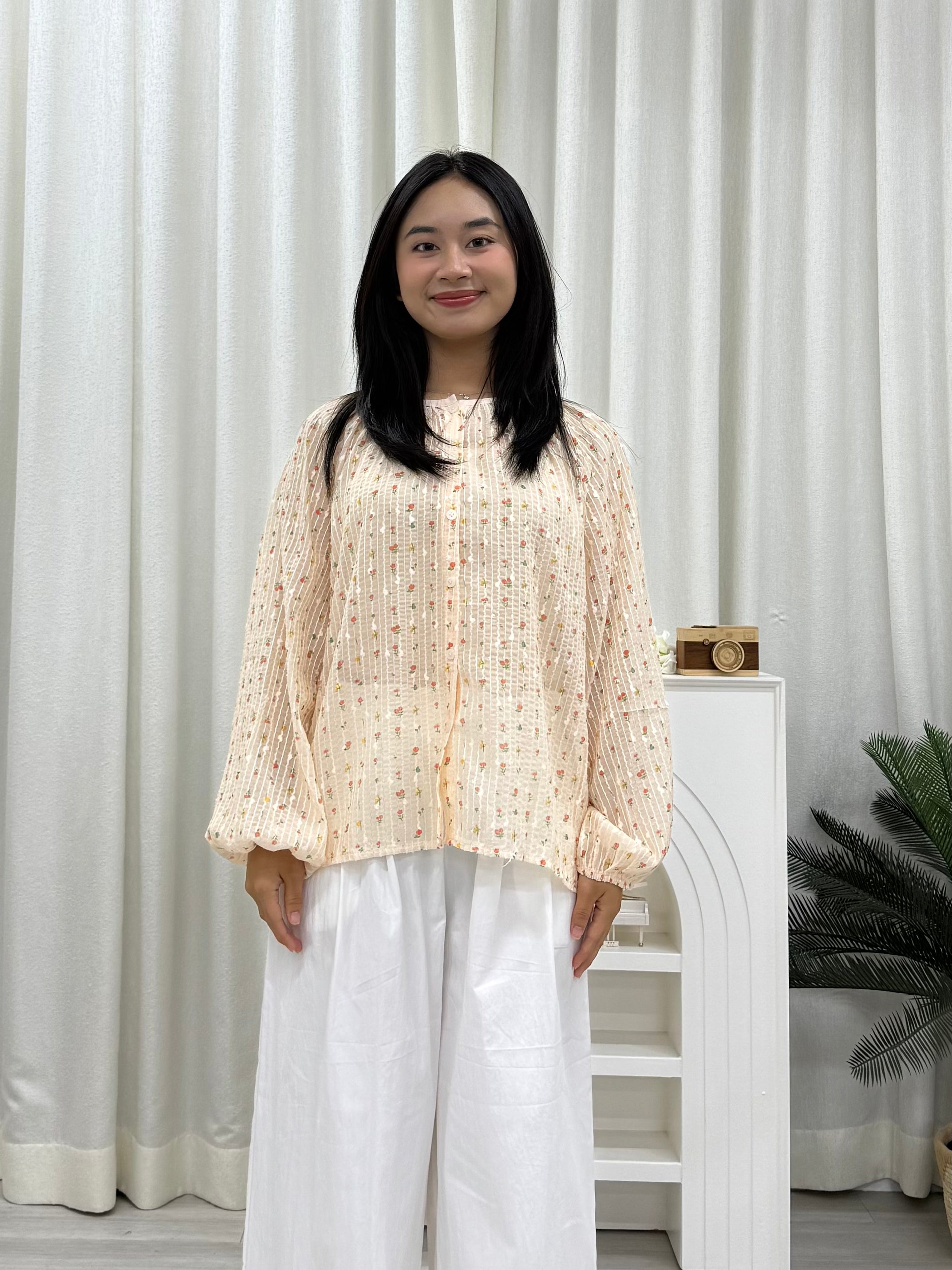 Marigold Peekaboo Buttoned Blouse
