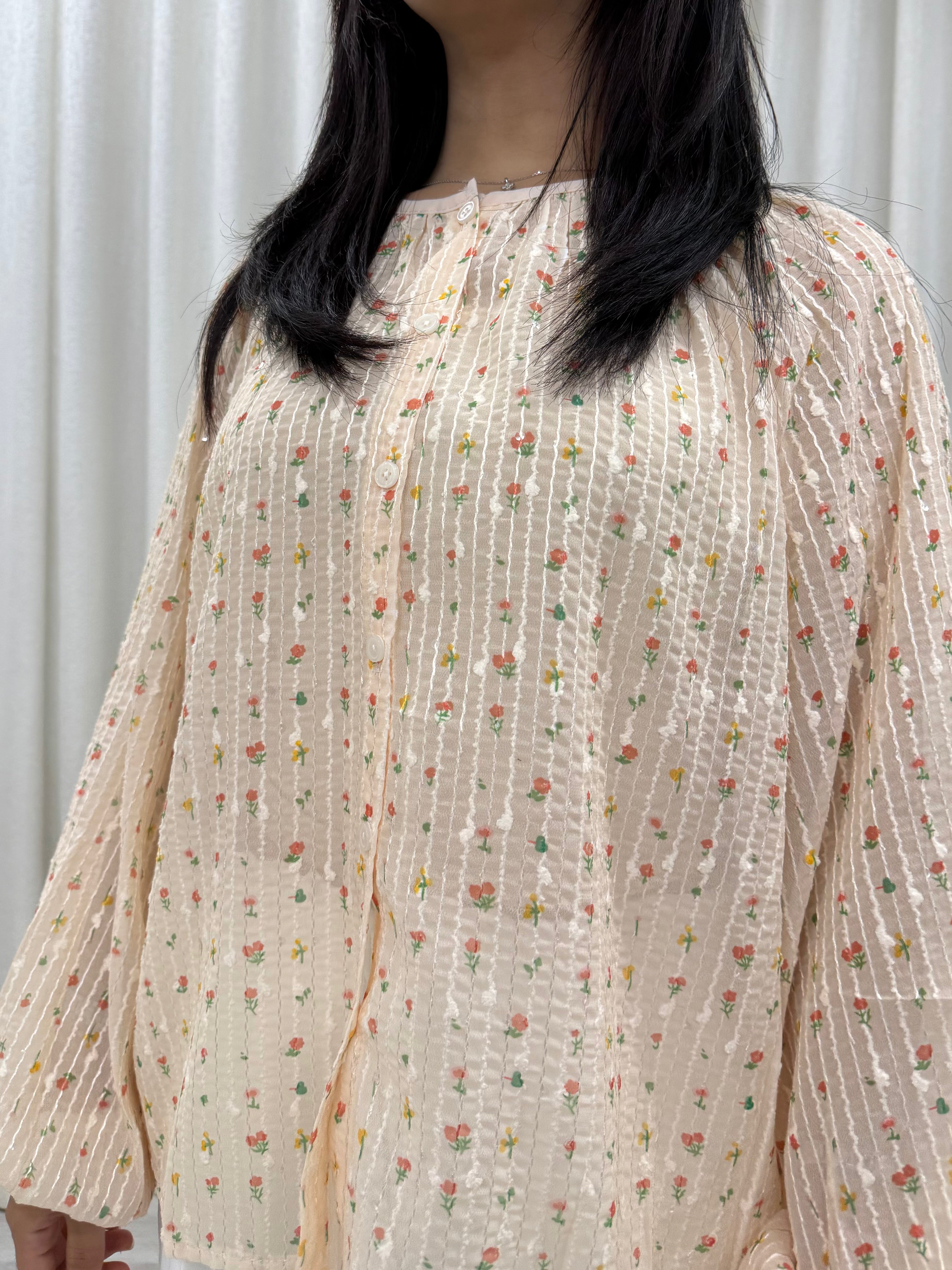 Marigold Peekaboo Buttoned Blouse
