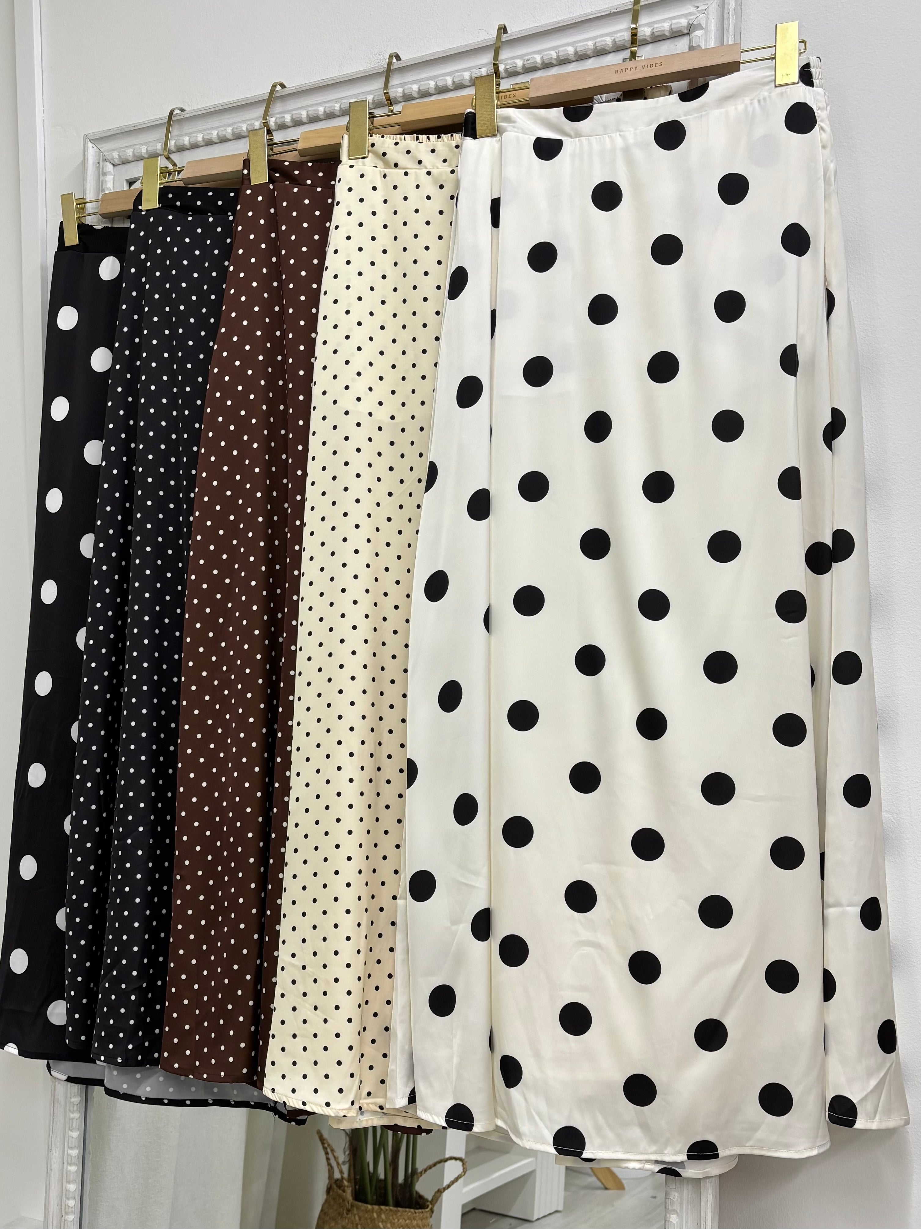 Polkadot Matte Satin Skirt