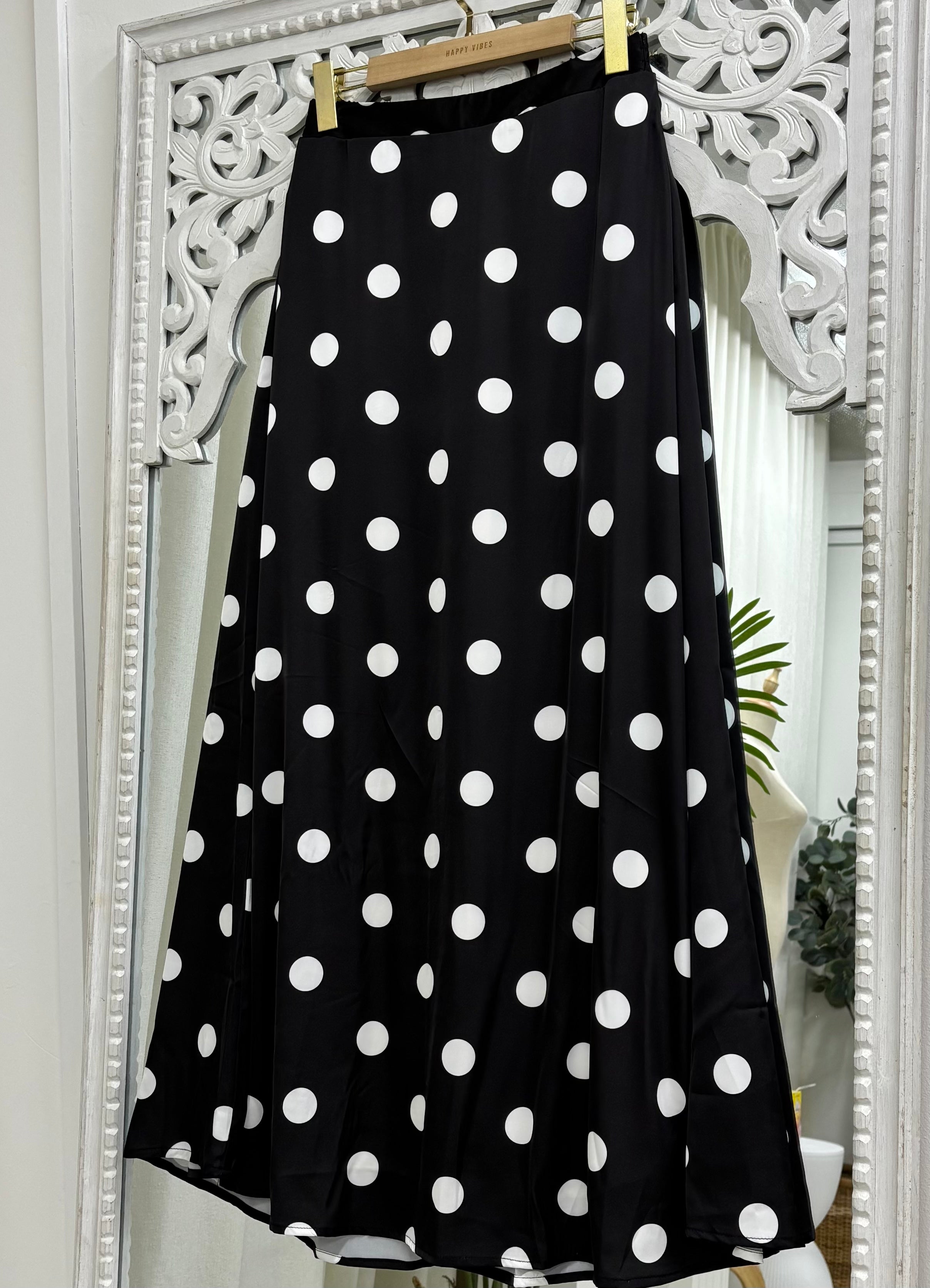 Polkadot Matte Satin Skirt