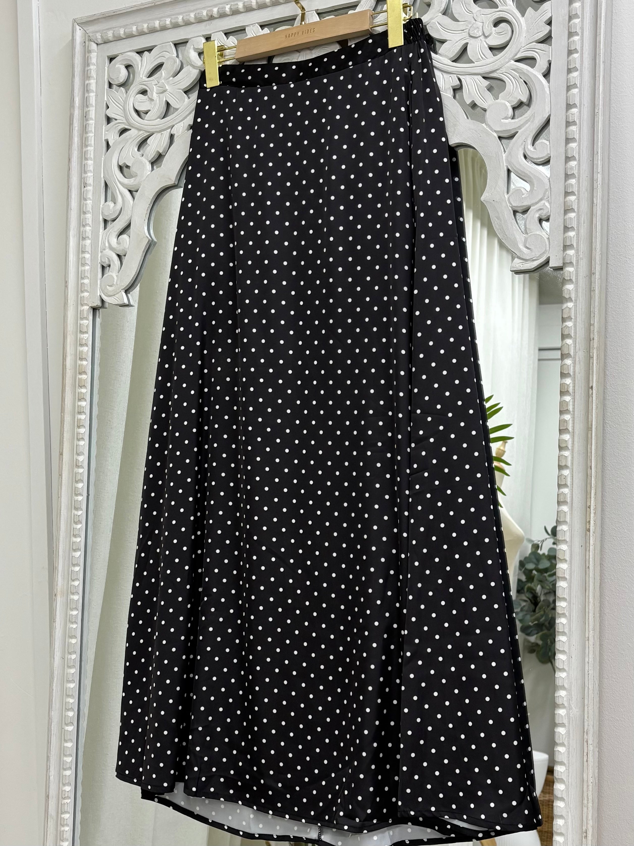 Polkadot Matte Satin Skirt