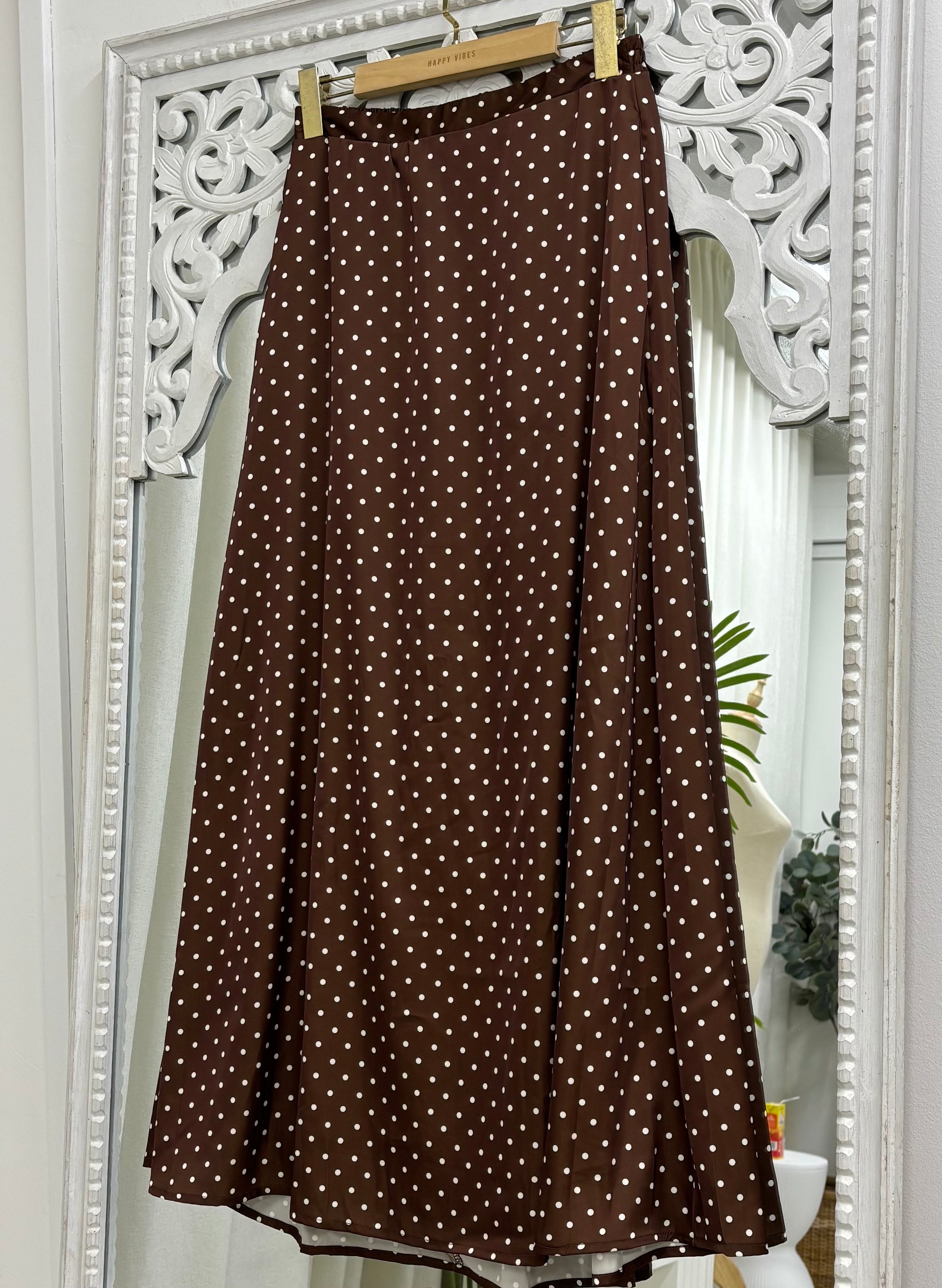 Polkadot Matte Satin Skirt