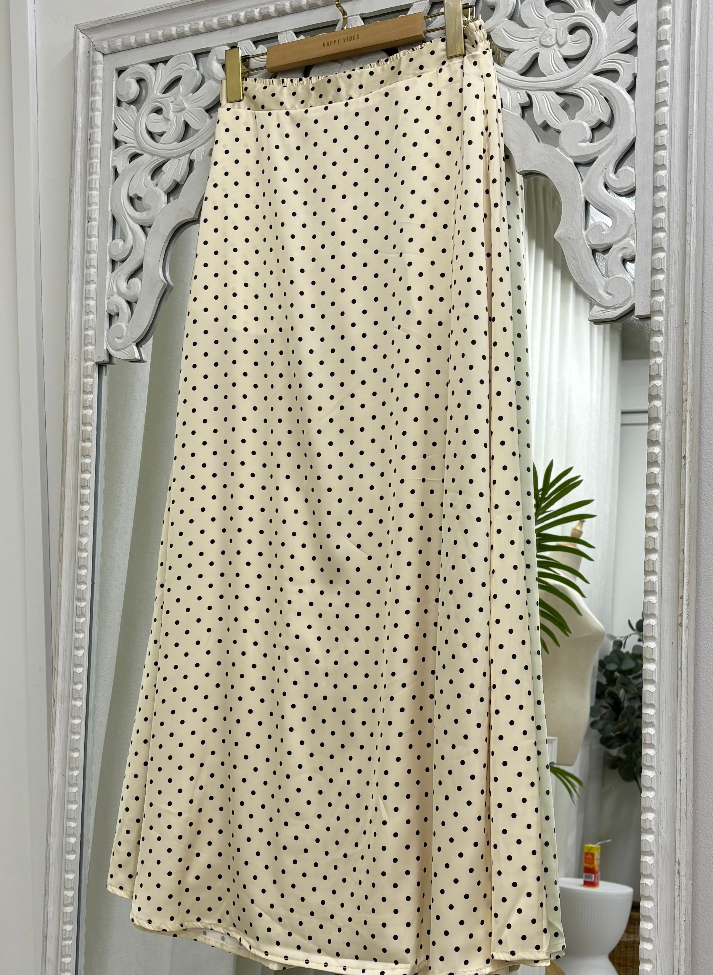 Polkadot Matte Satin Skirt