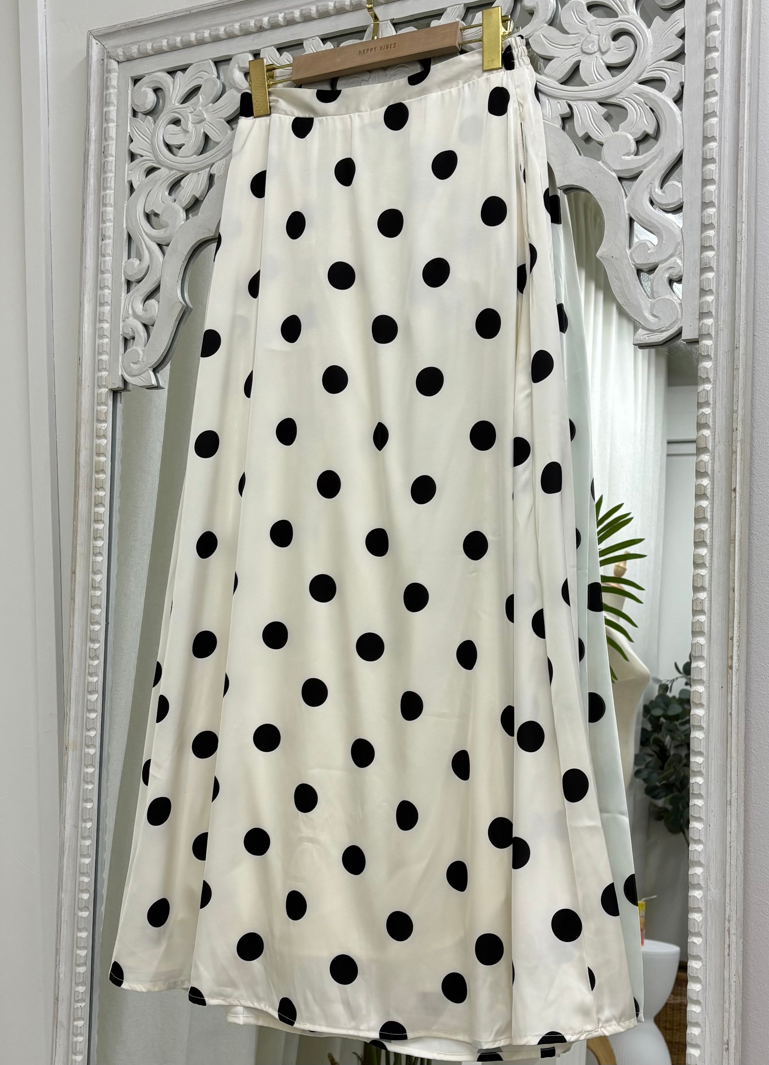 Polkadot Matte Satin Skirt
