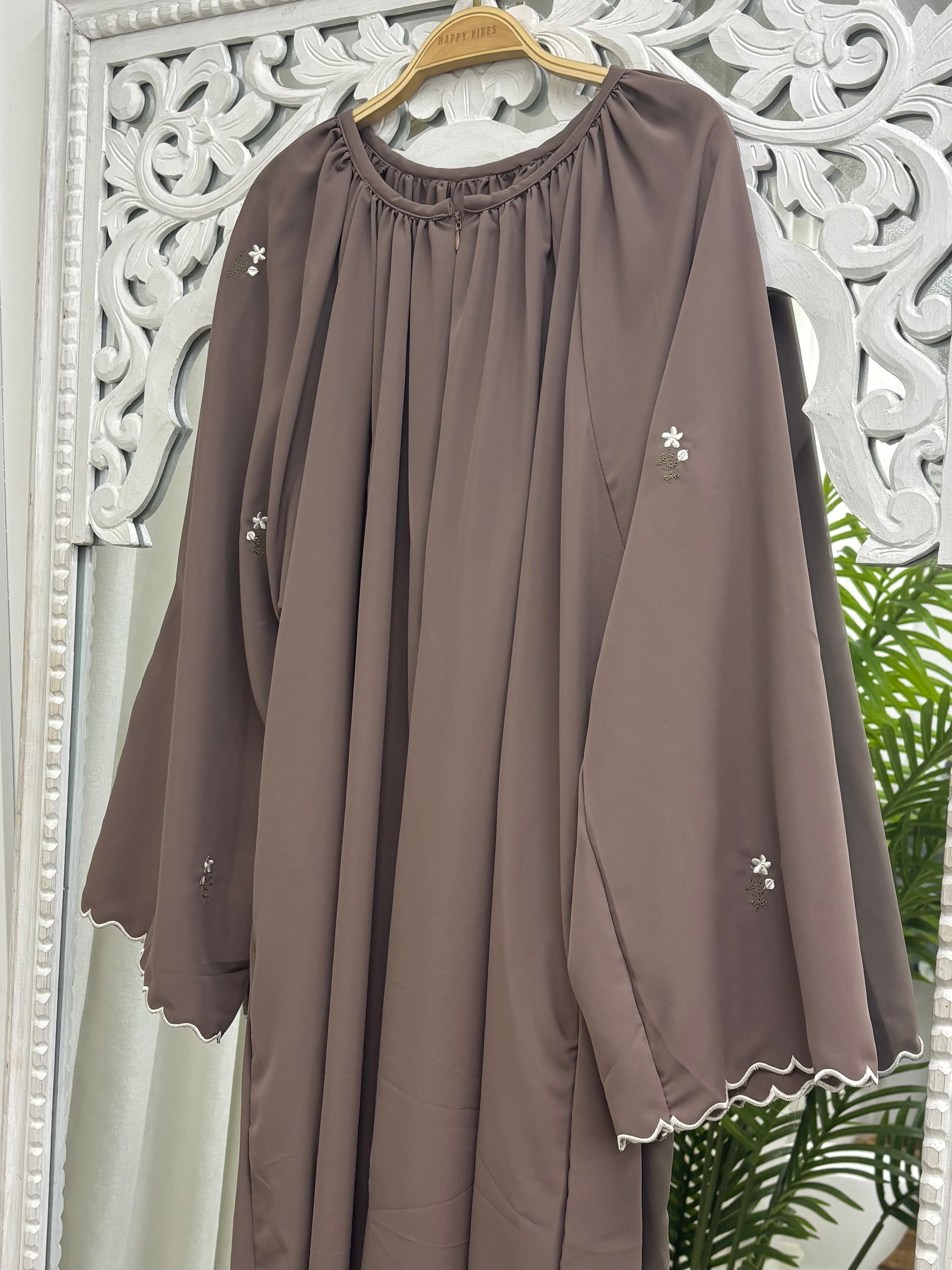 Raglan Flowery Sulam Abaya