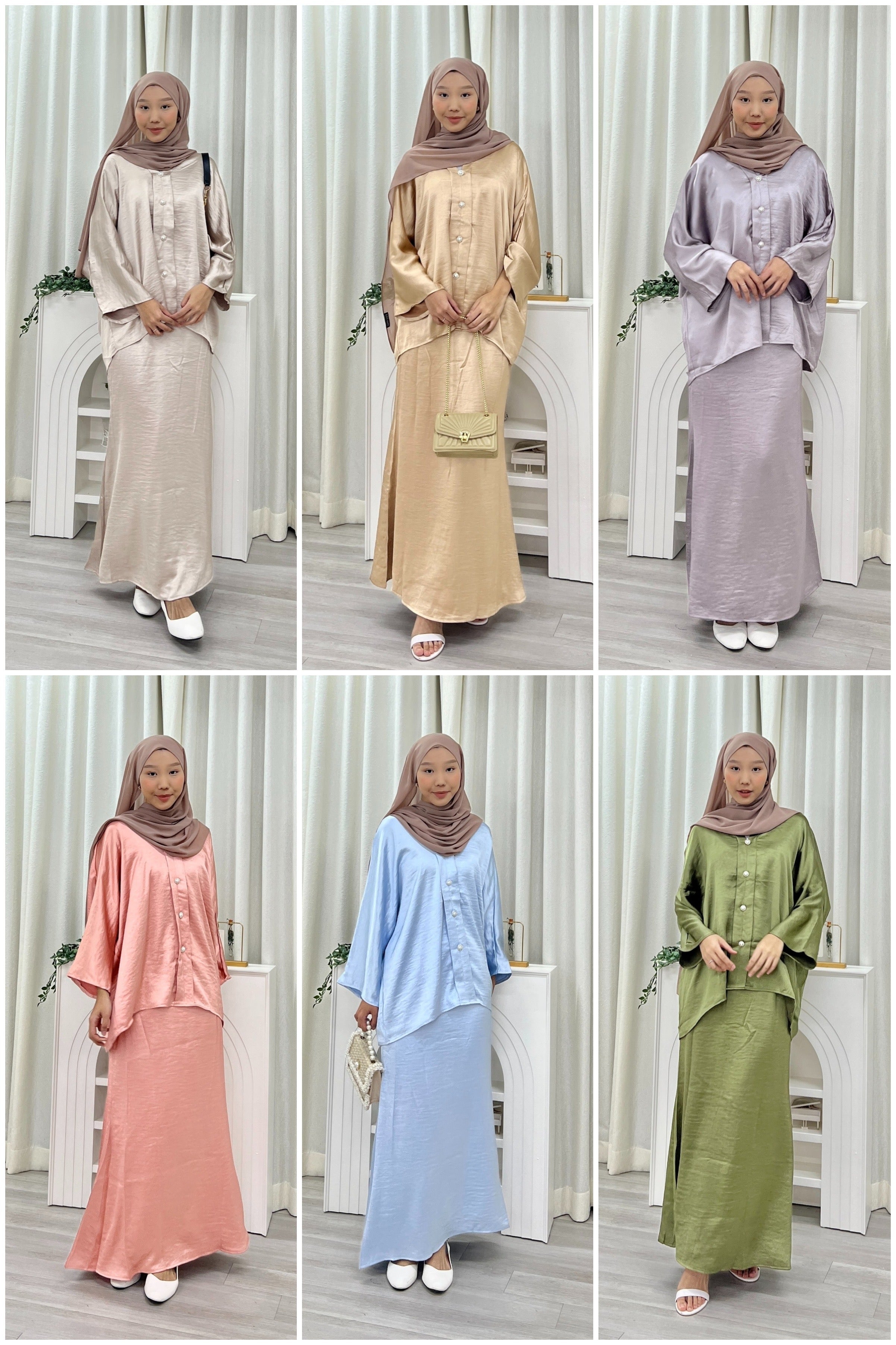 Safira Satin Button Kurung Set