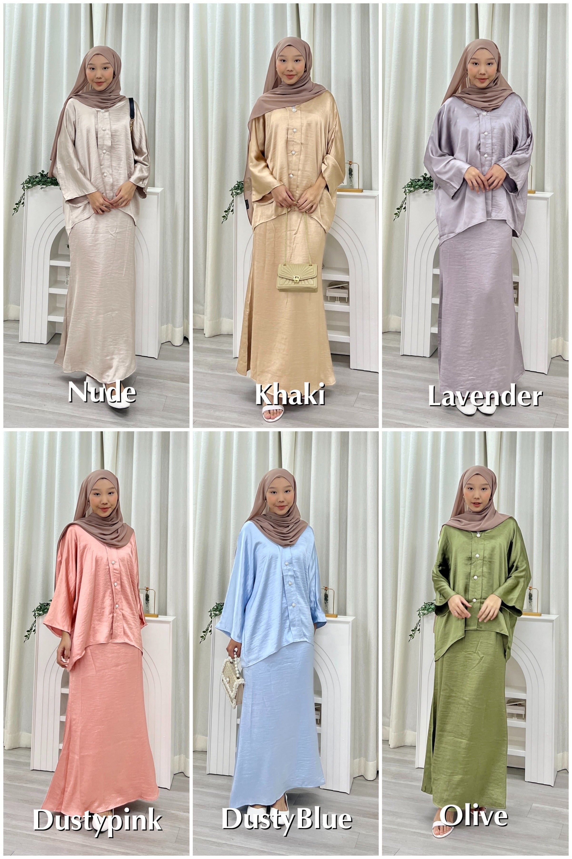 Safira Satin Button Kurung Set