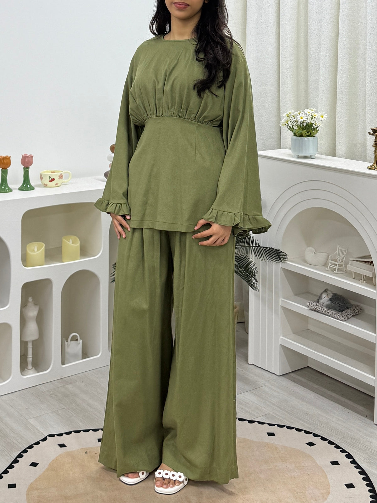 Ayla Ruffle Gather Pants Set