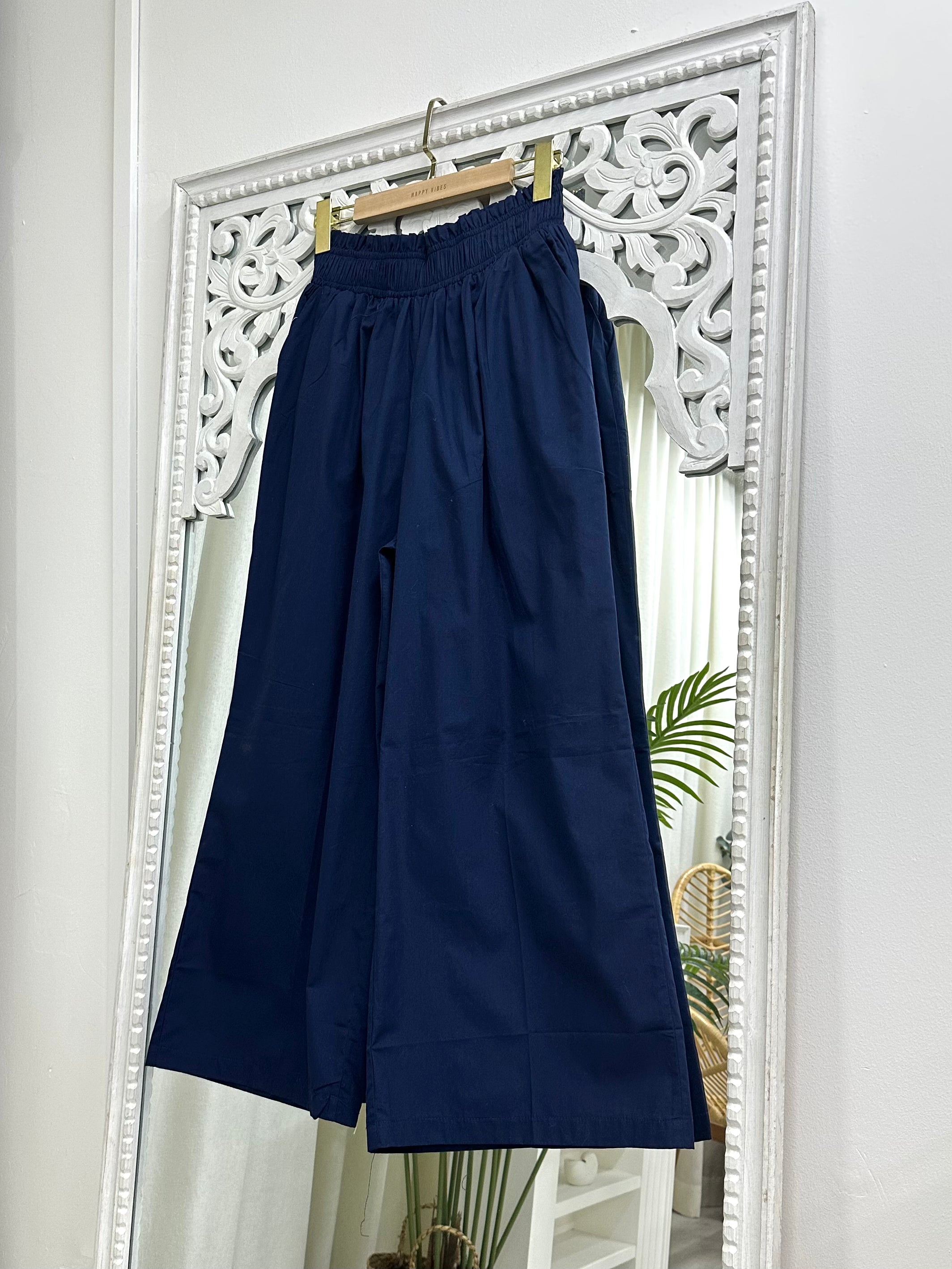 Smocked Waist Wide-Leg Pants