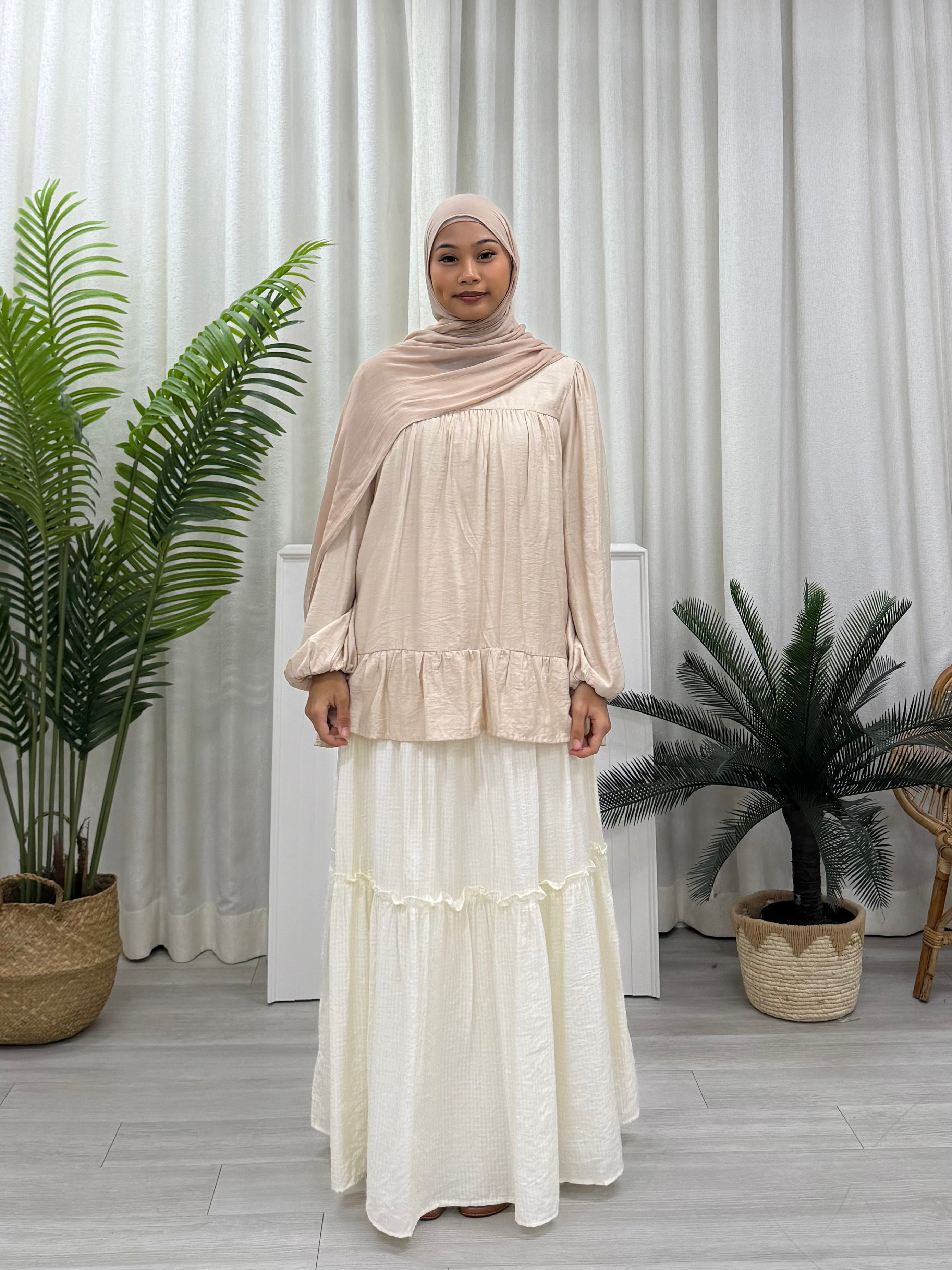 Sofia Plain Ruffles Top Pockets