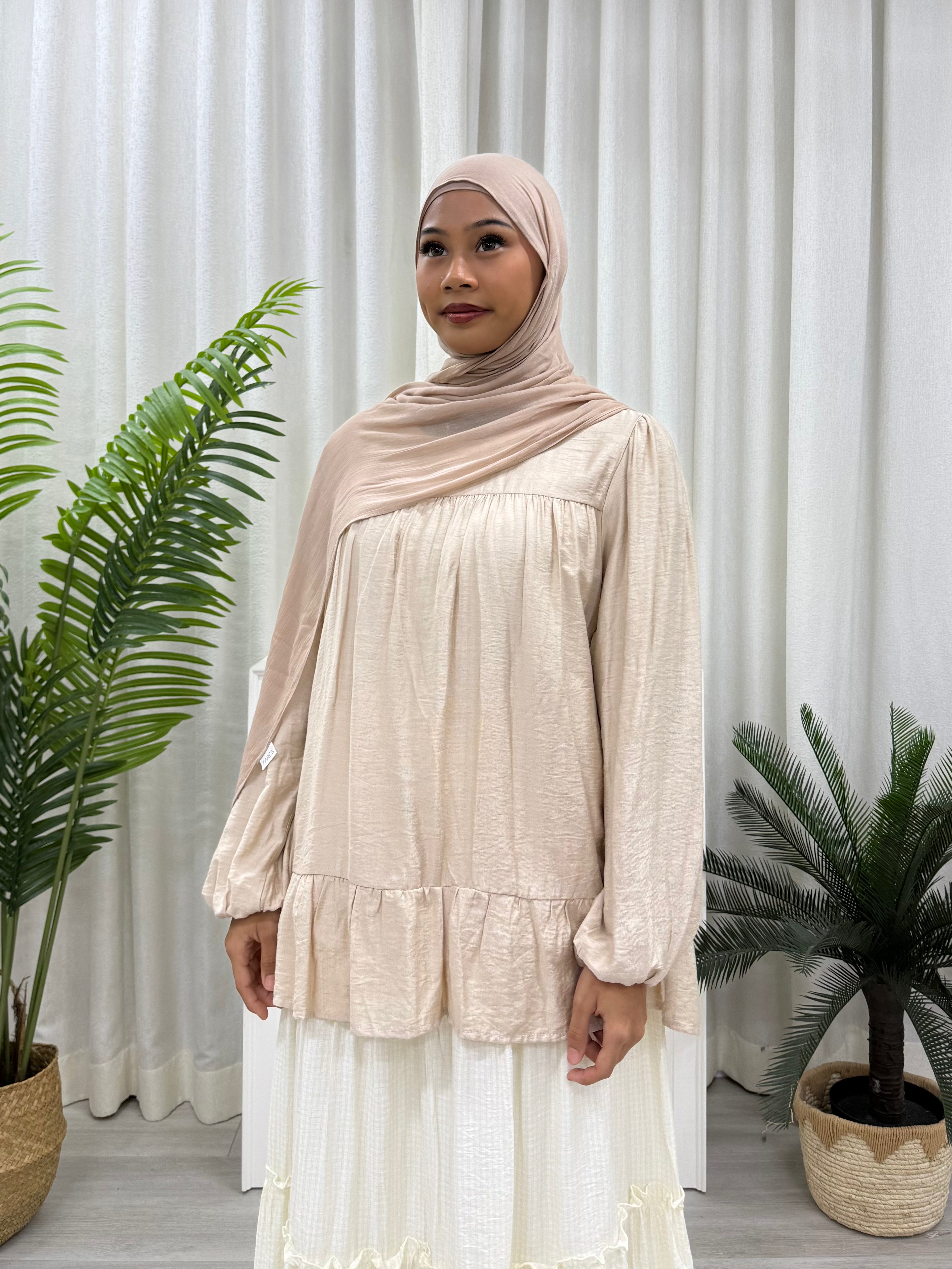Sofia Plain Ruffles Top Pockets