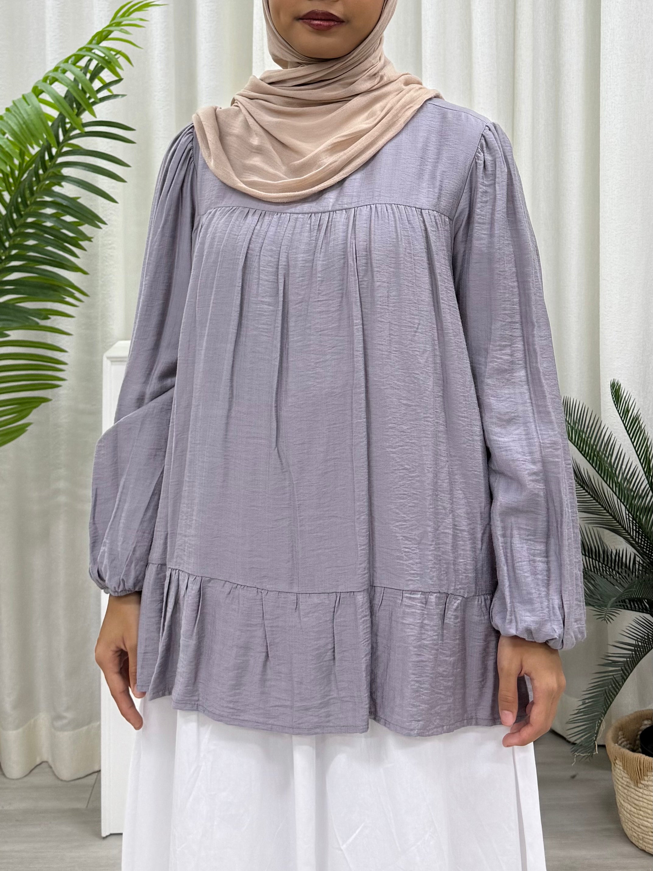 Sofia Plain Ruffles Top Pockets