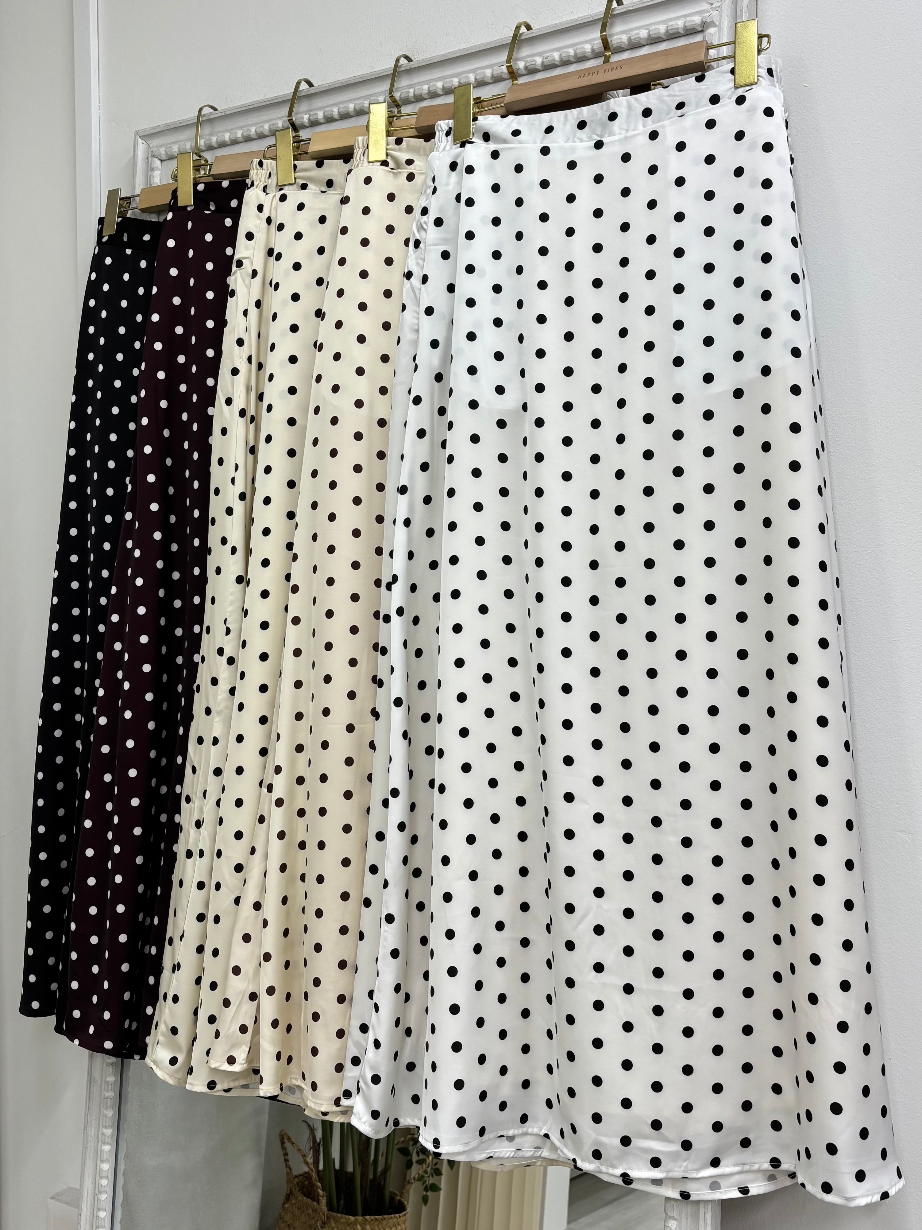 Polkadot Matte Satin Skirt