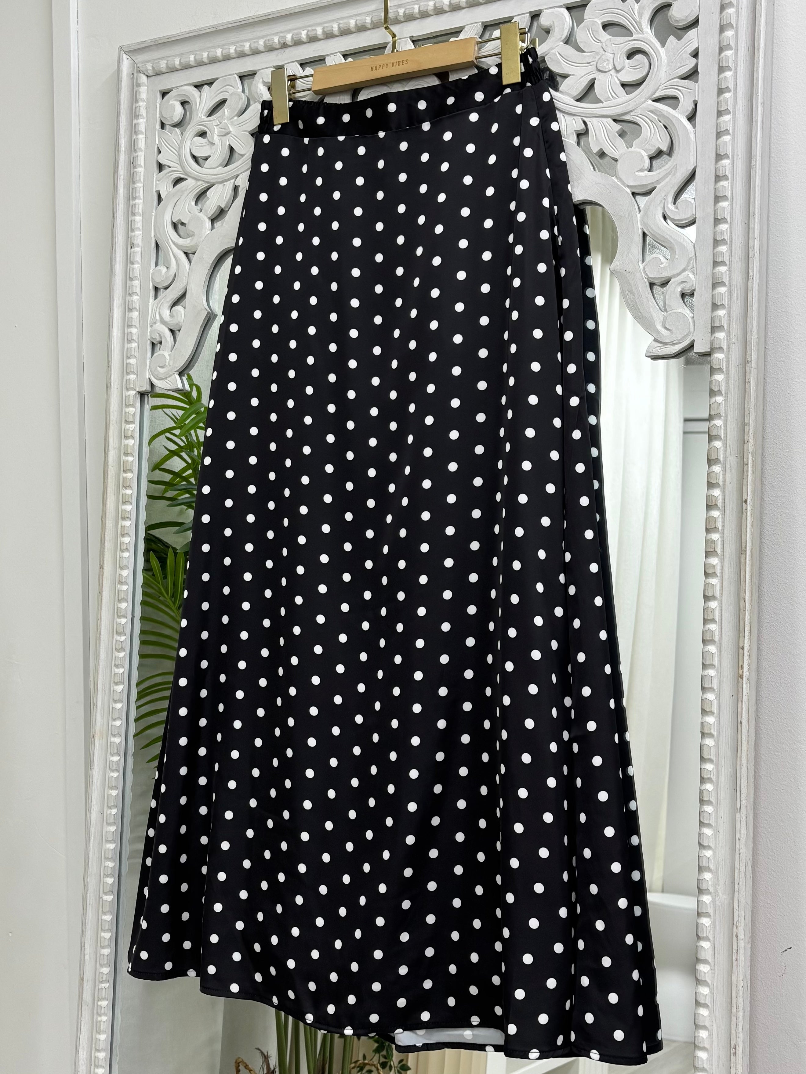 Polkadot Matte Satin Skirt