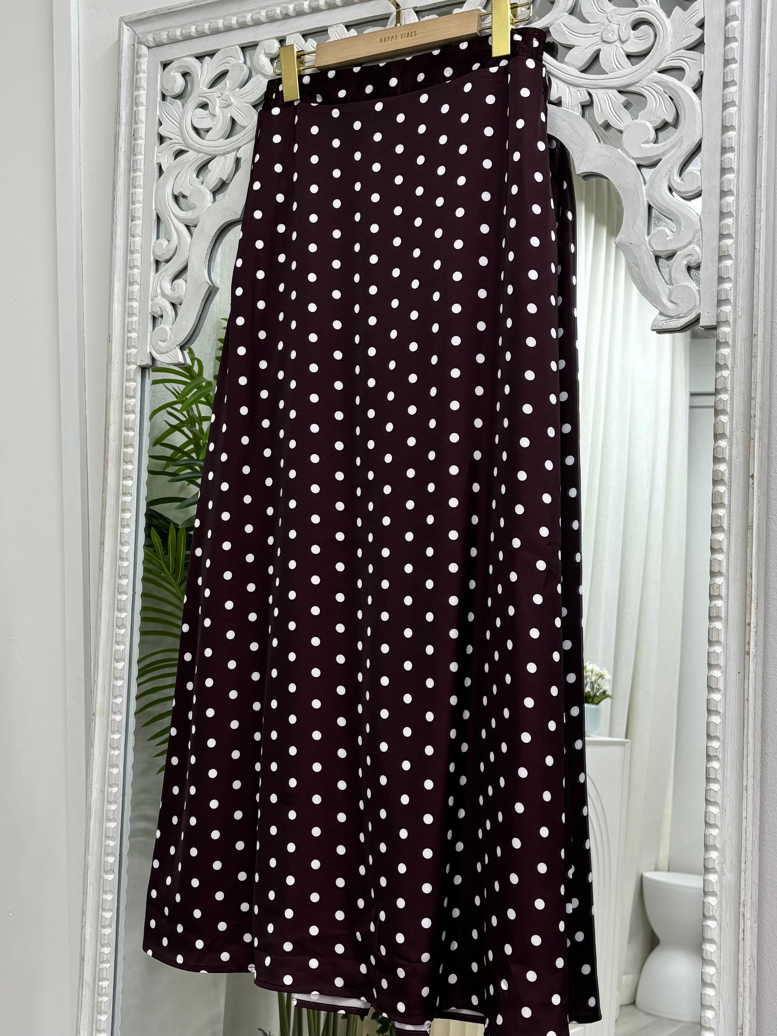 Polkadot Matte Satin Skirt