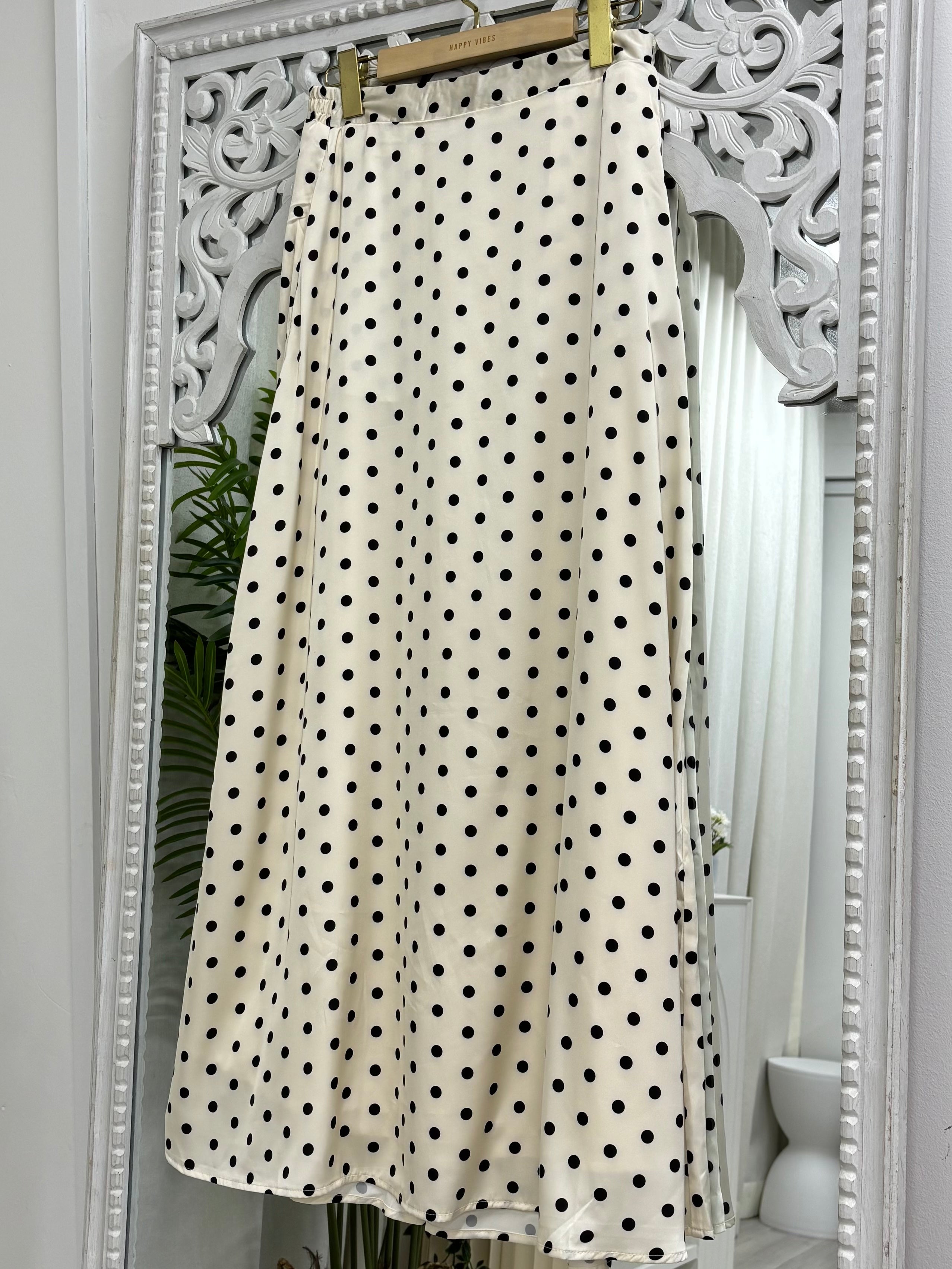 Polkadot Matte Satin Skirt
