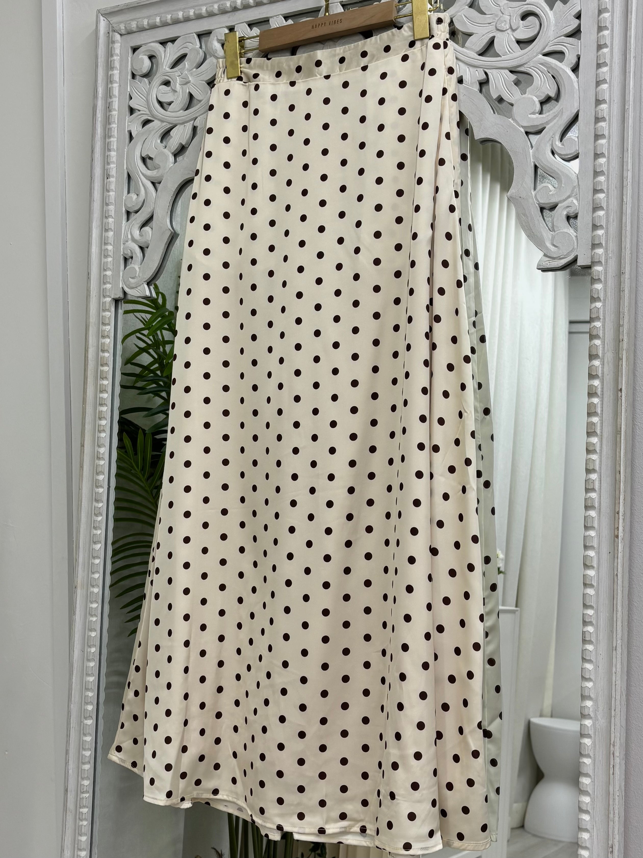 Polkadot Matte Satin Skirt
