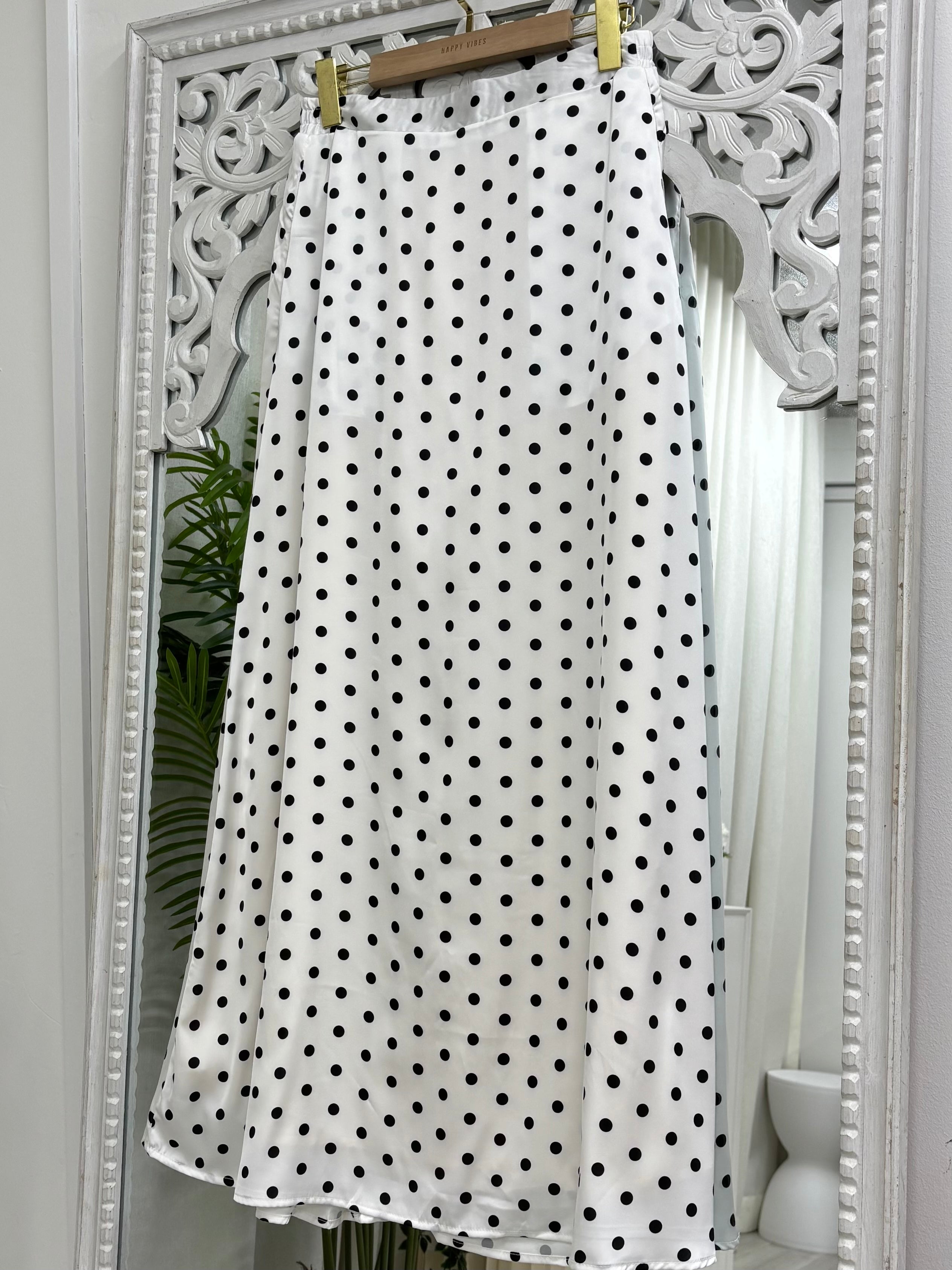 Polkadot Matte Satin Skirt