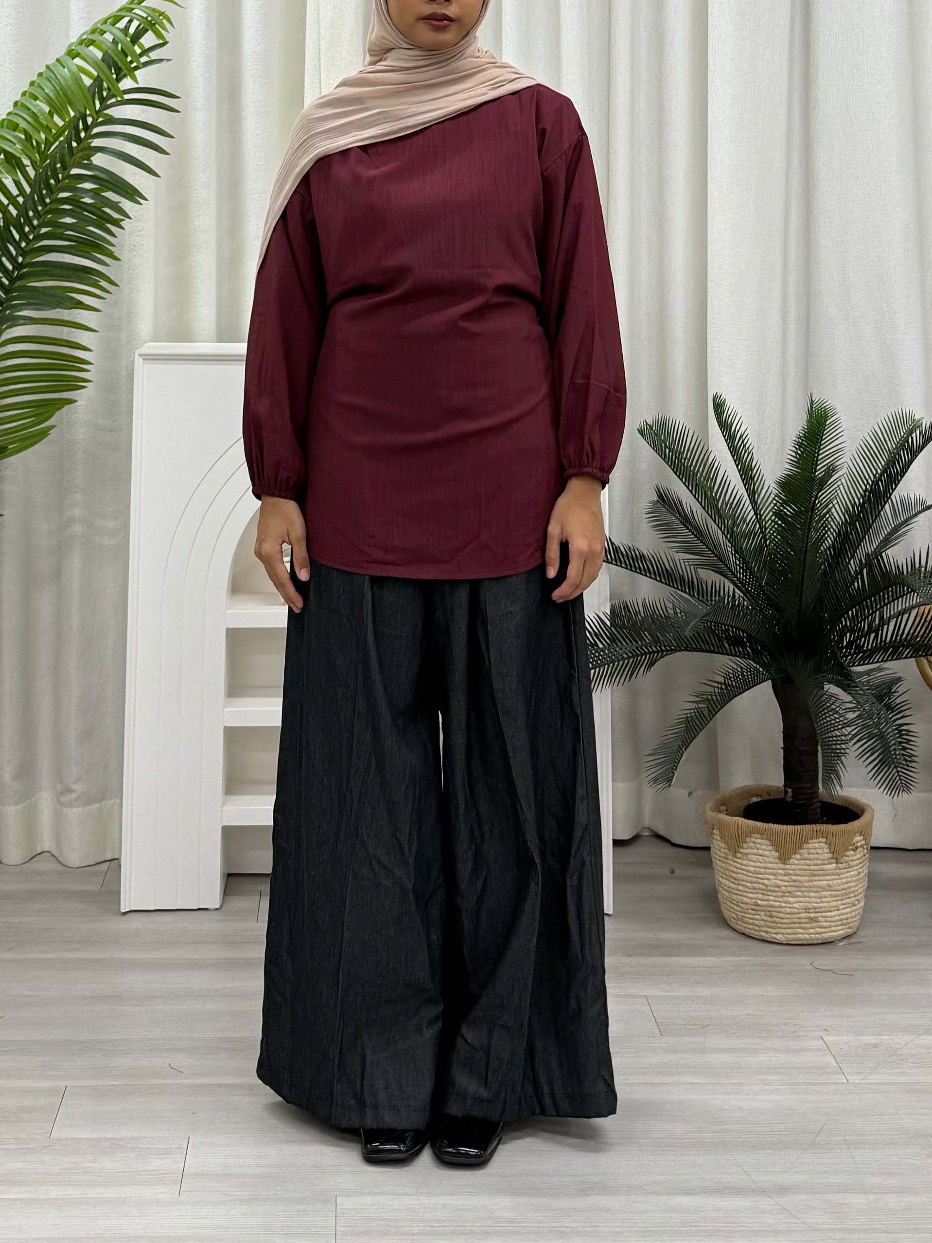 Hanis Basic Tie Blouse - Everyday Top